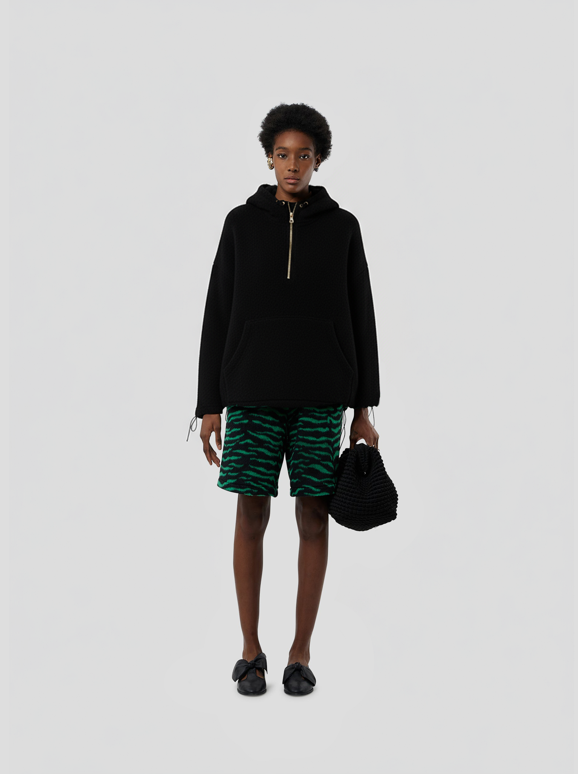 Tony windbreaker in Black Woolen Cashmere