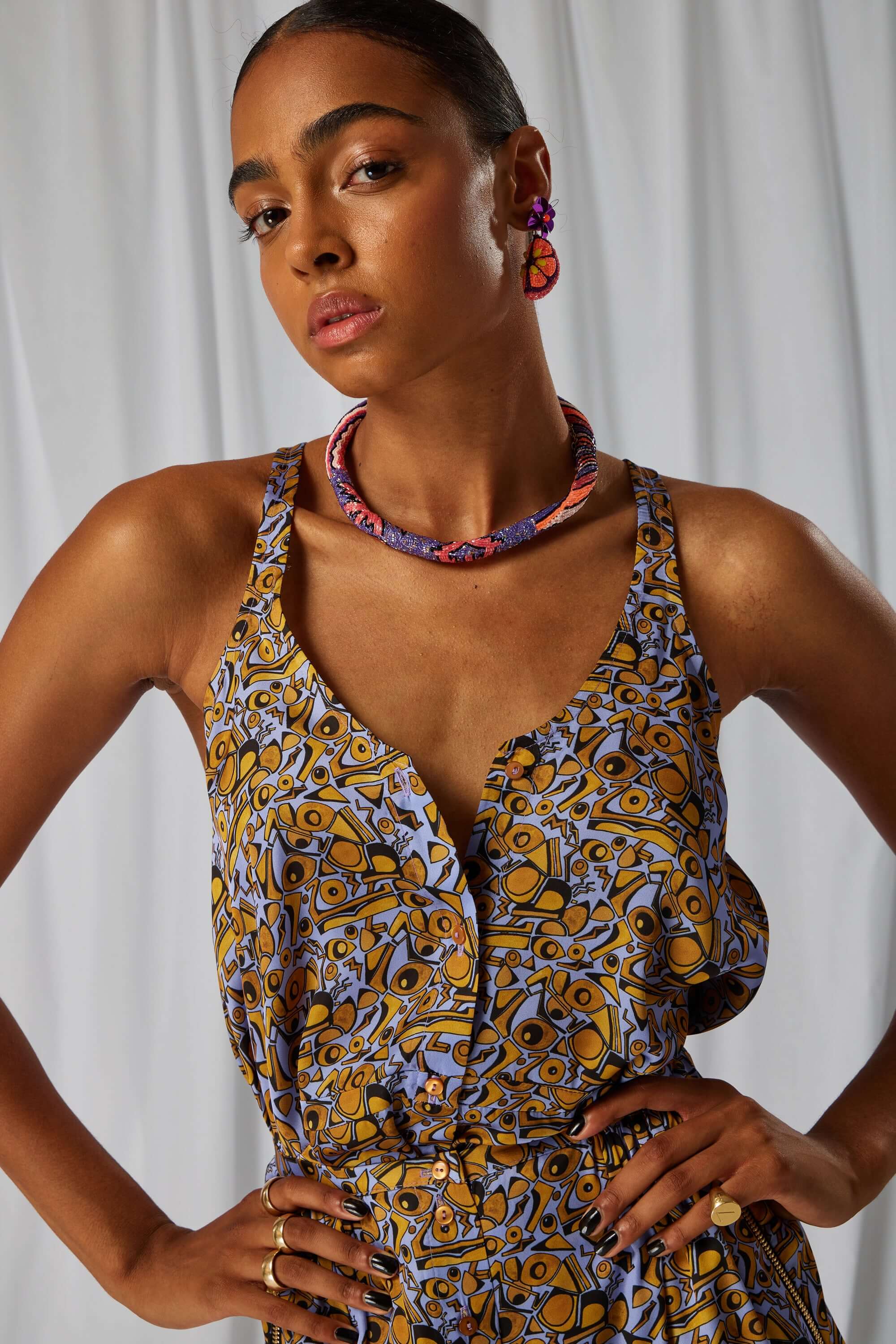 Top long Java en imprimé Art Déco