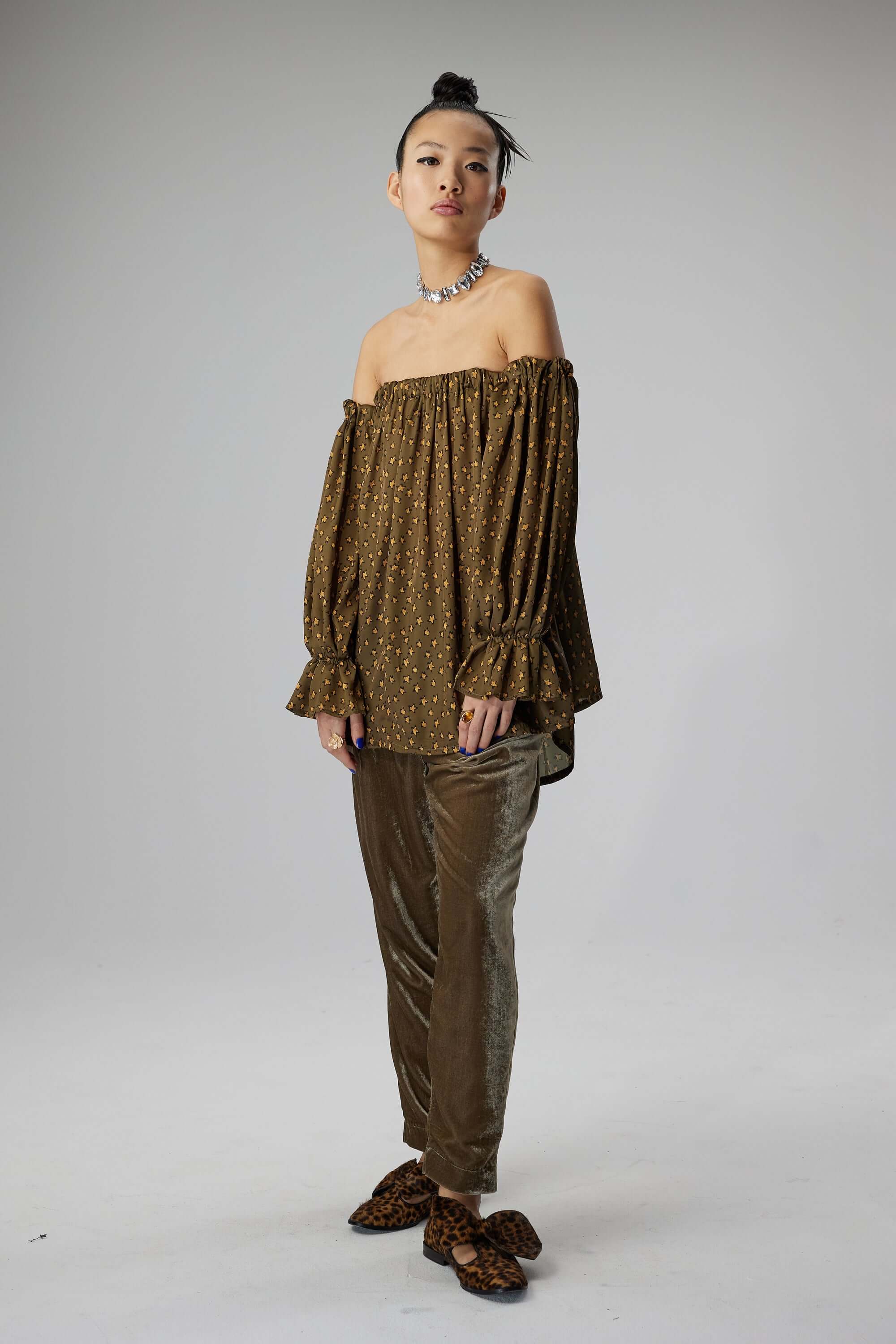 Blouse Pénélope en imprimé Messy Stars écorce