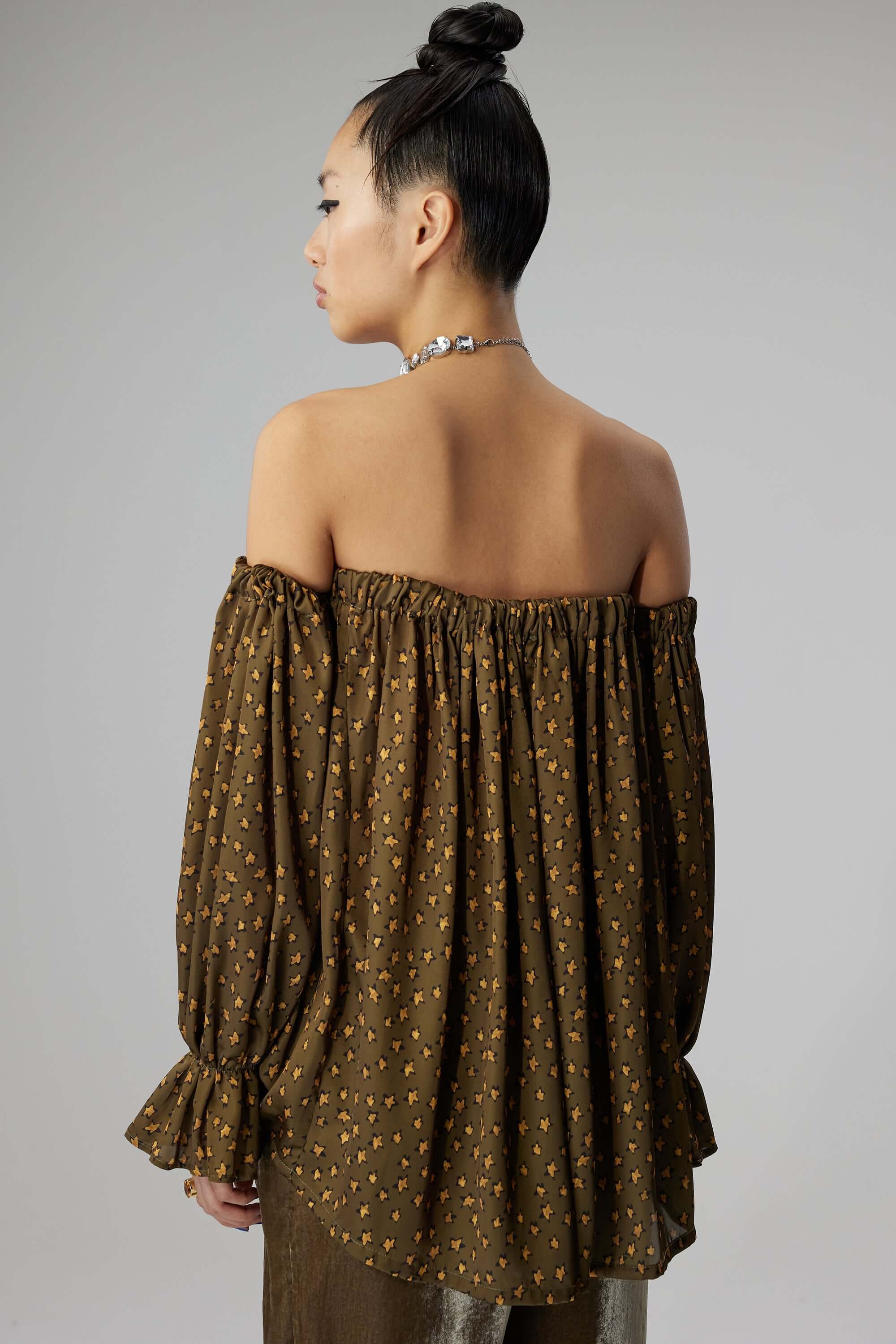 Blouse Pénélope en imprimé Messy Stars écorce