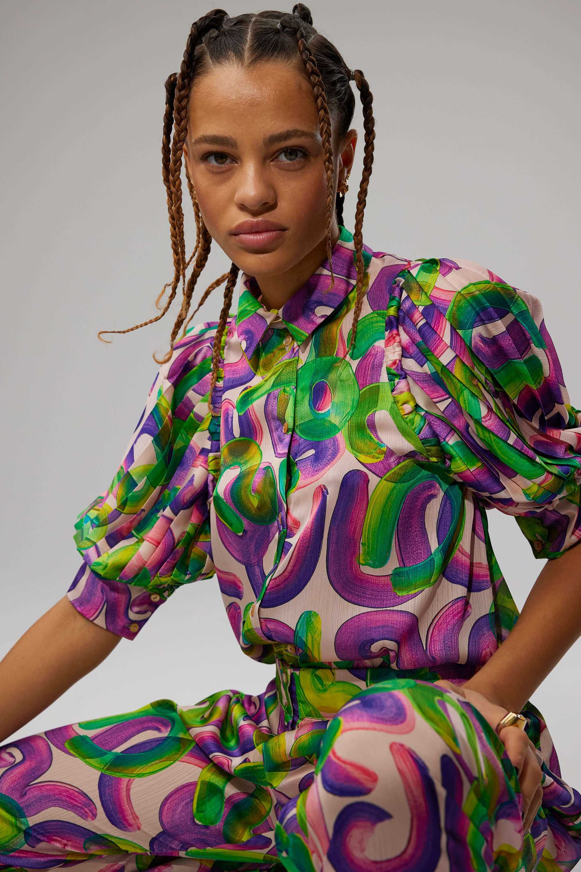 Lex shirt in Iodine Marshmallow print