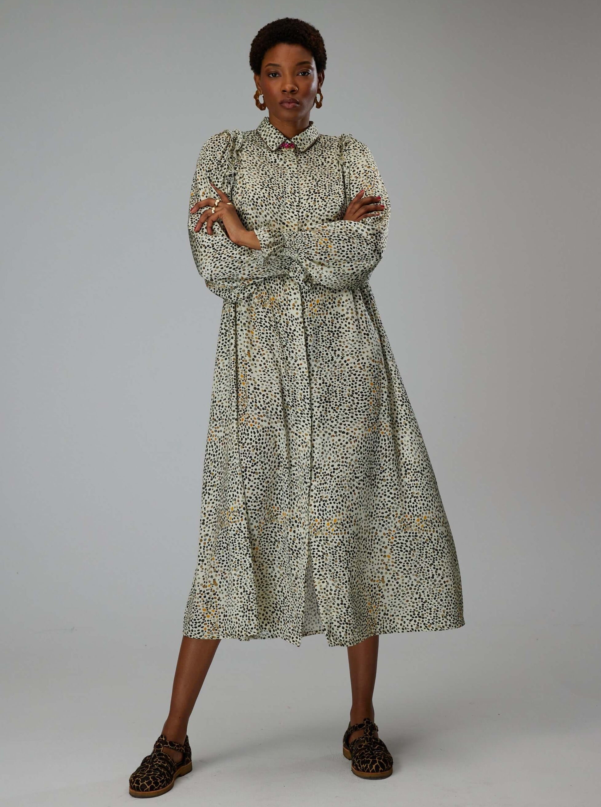 Robe Oma en imprimé Panthère blanche