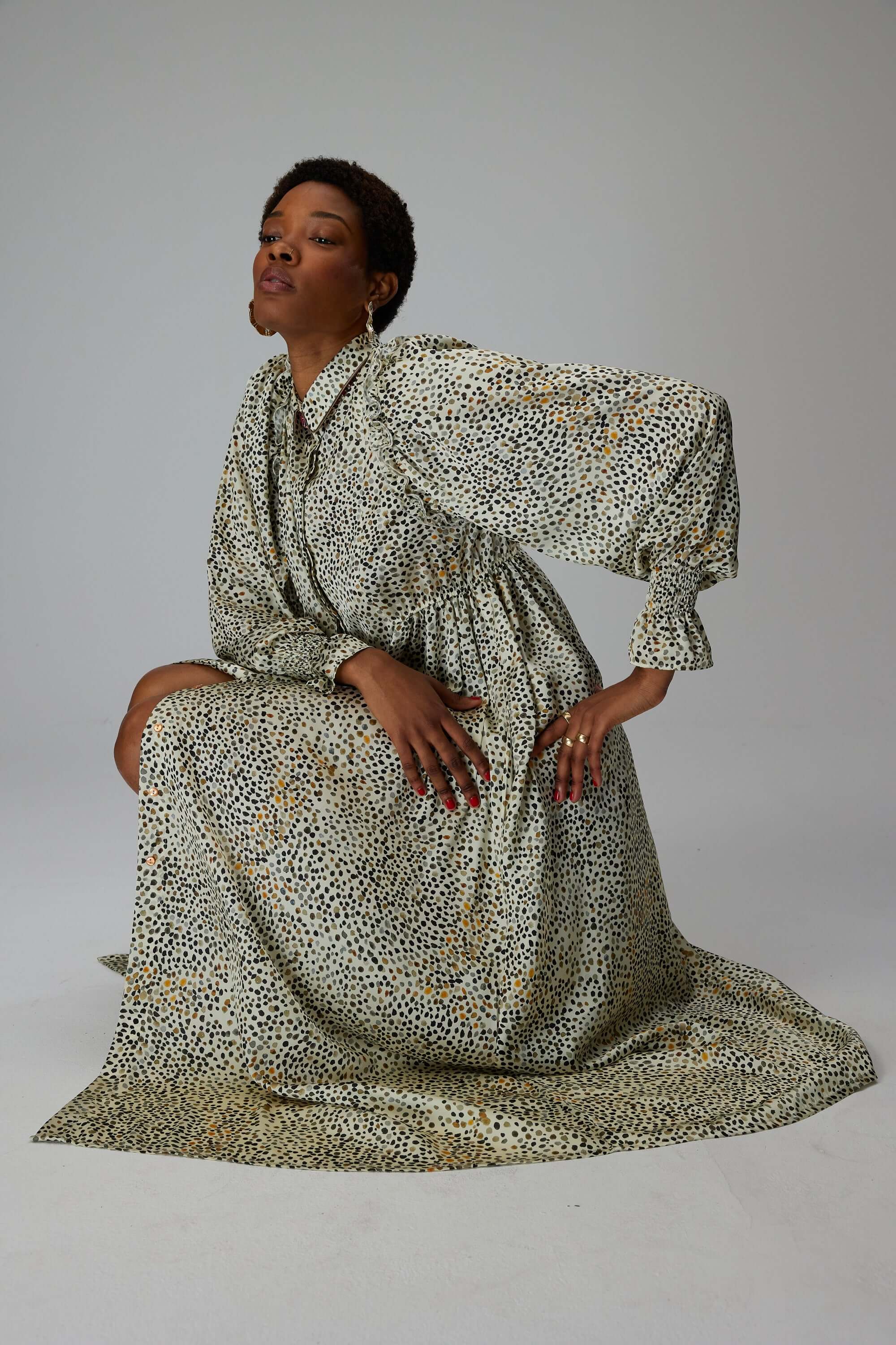 Robe Oma en imprimé Panthère blanche