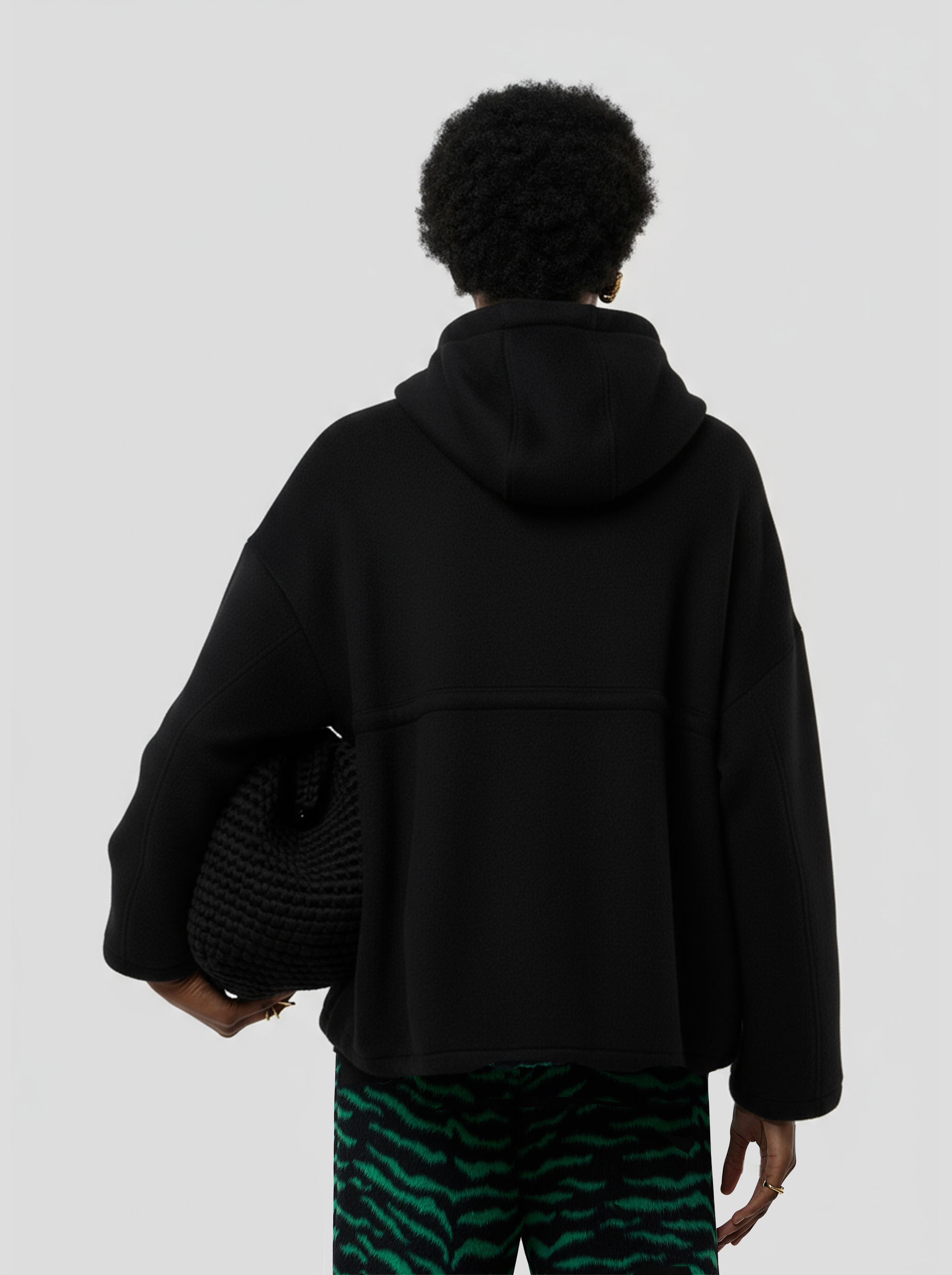 Tony windbreaker in Black Woolen Cashmere