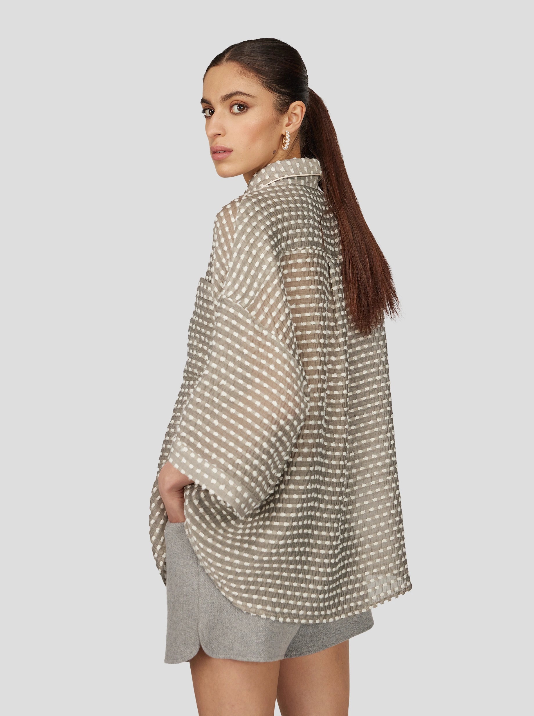 Chemise Astrée en Voile Soufflé Gris Galet