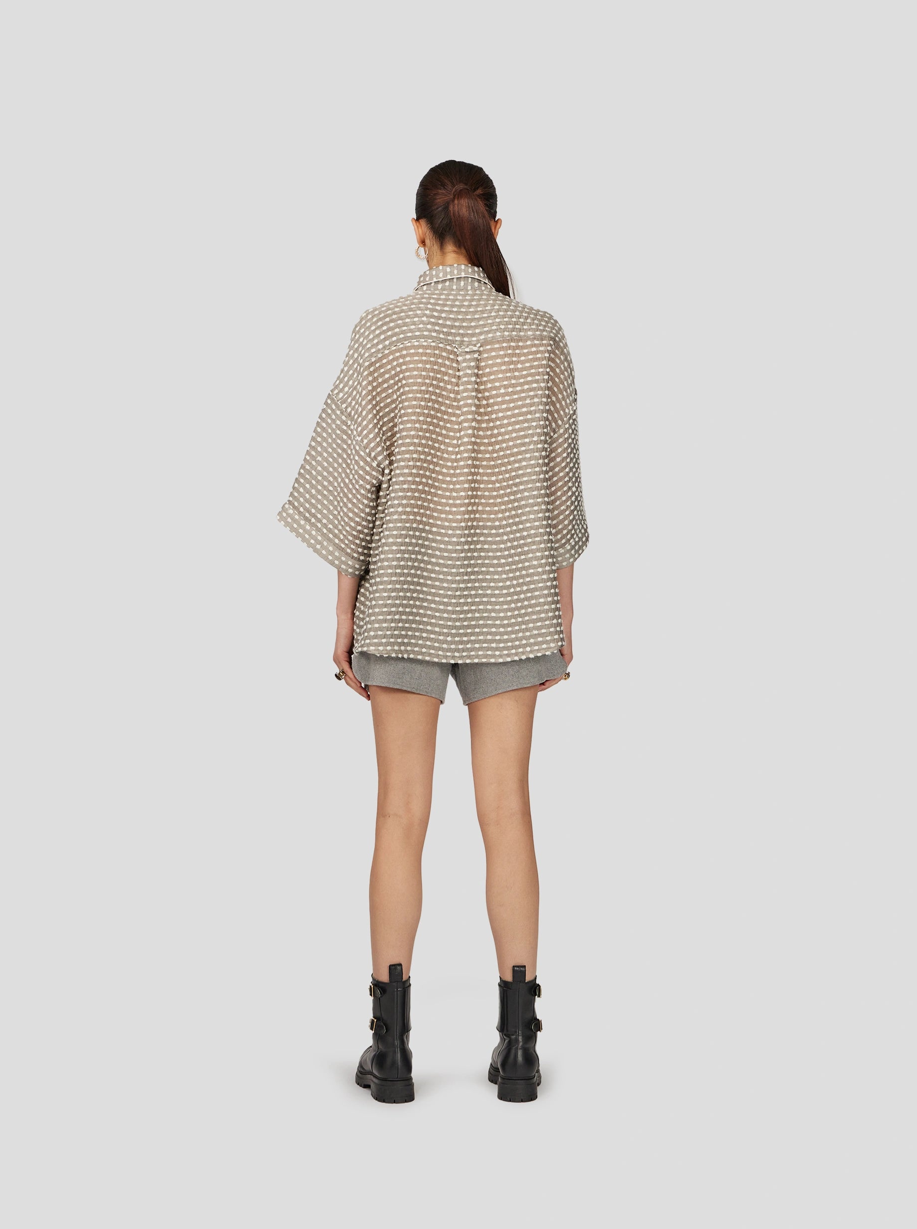 Chemise Astrée en Voile Soufflé Gris Galet