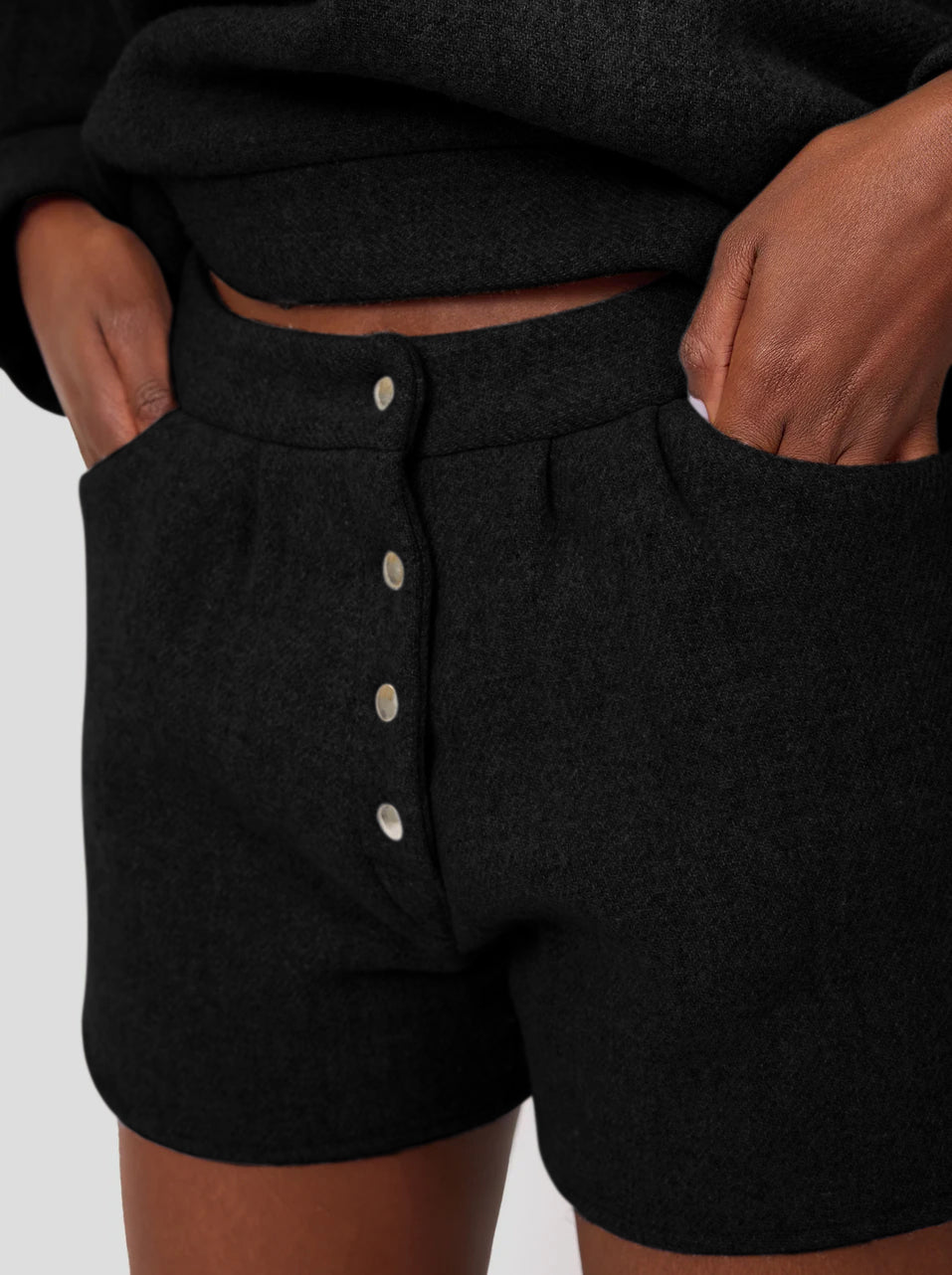 Spencer short in Black Woolen Cashmere