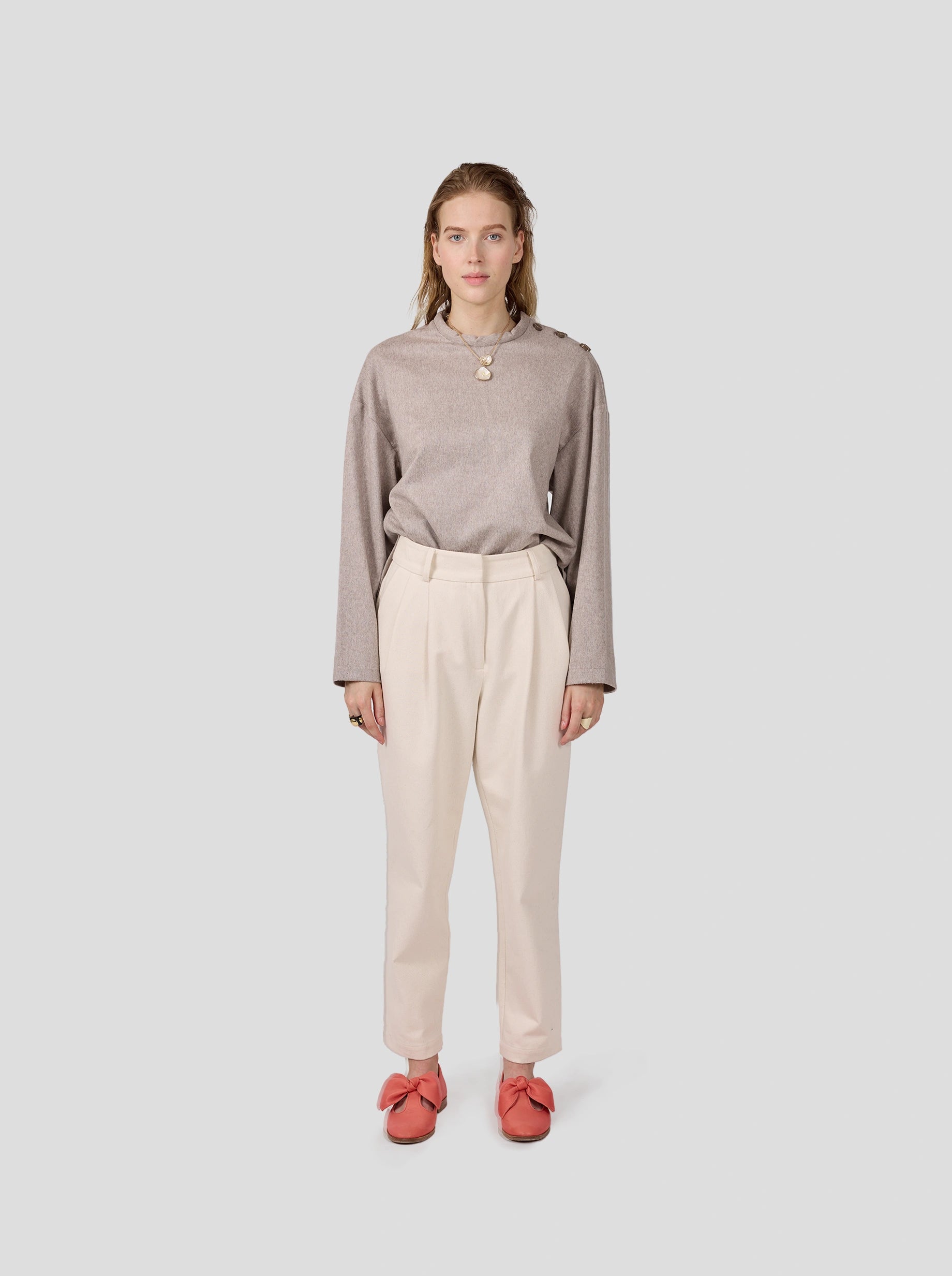 Pull Bobbi en flanelle taupe glacé