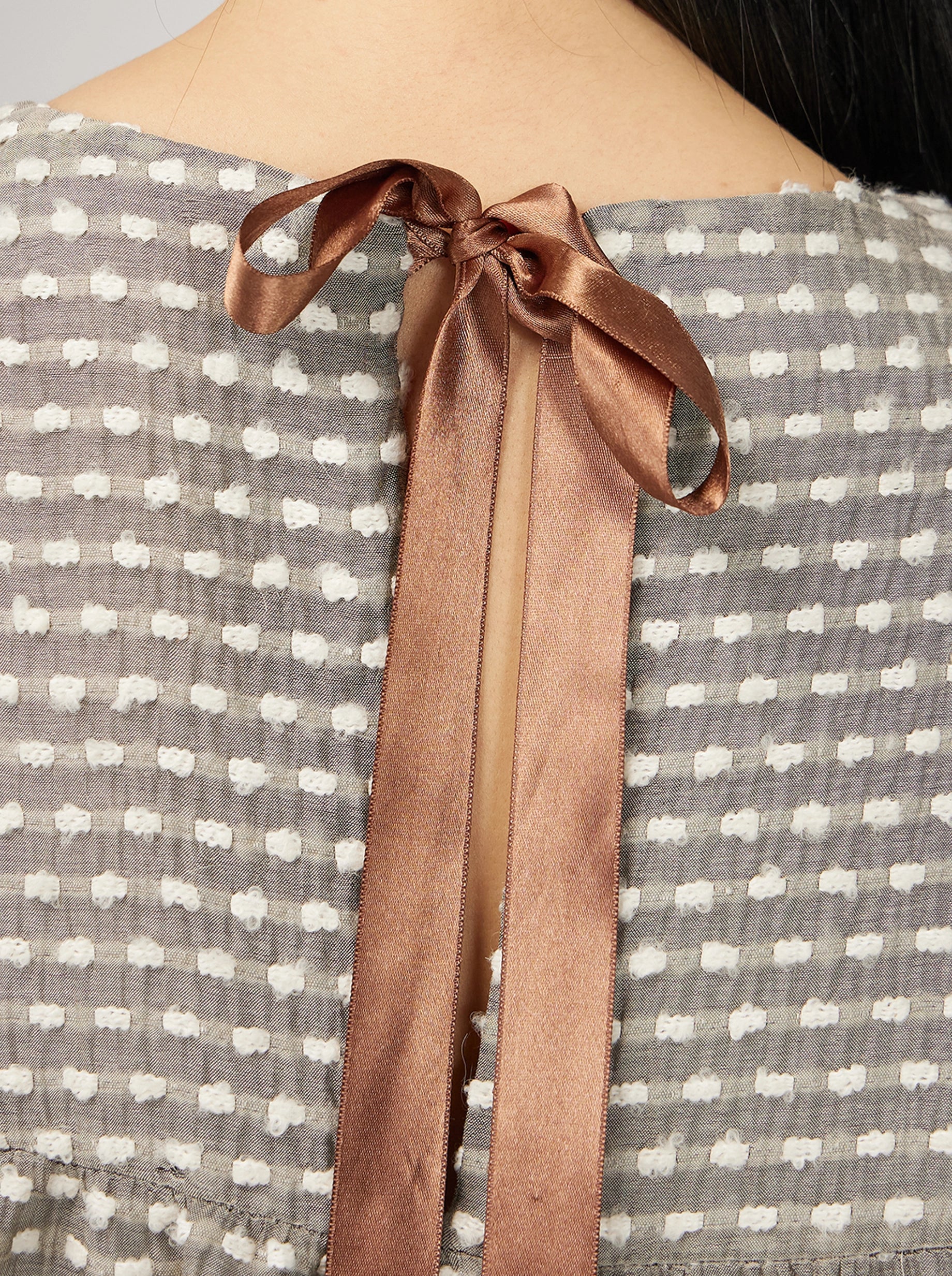 Robe Nine en Voile Soufflé Gris Galet