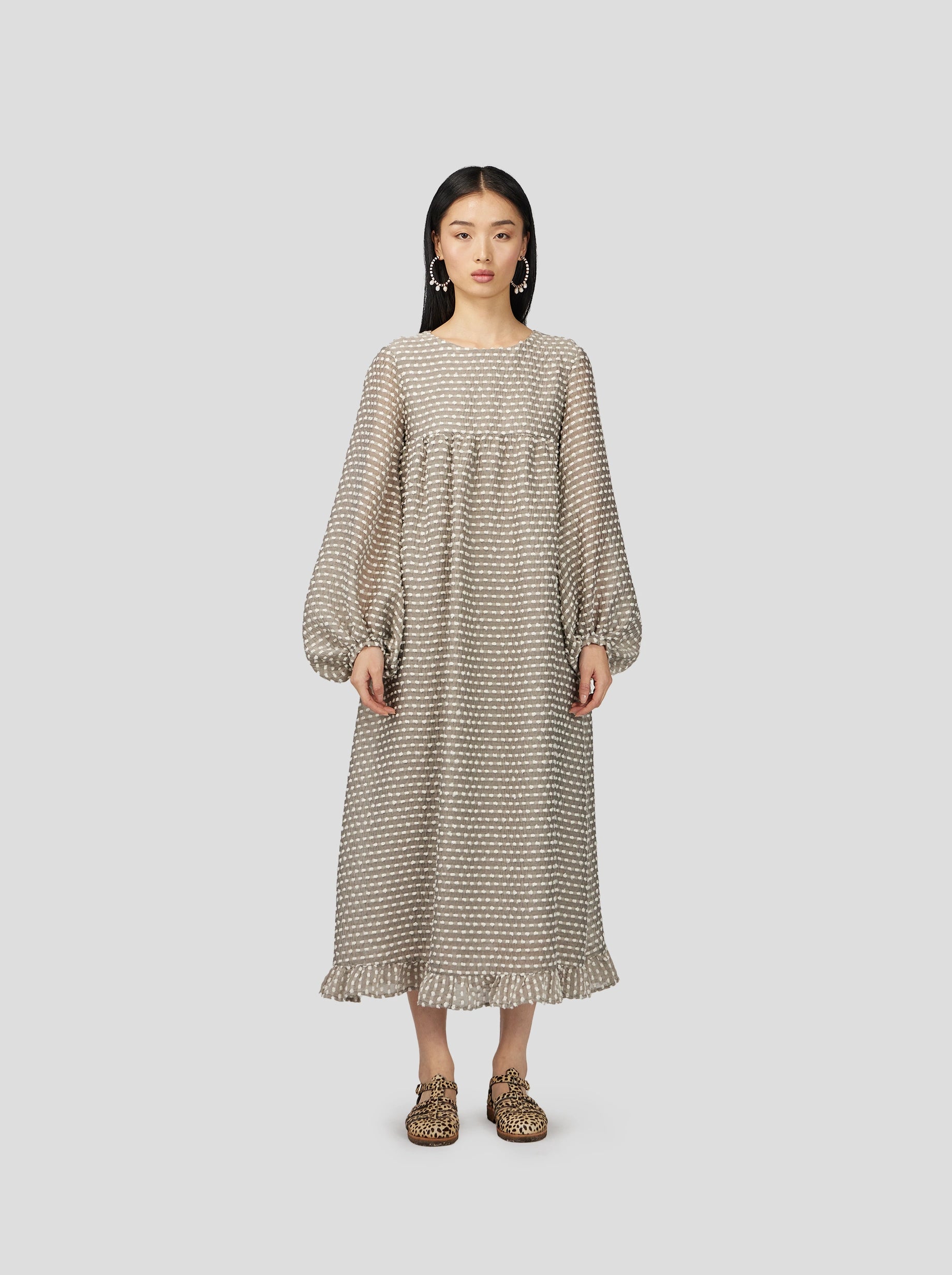 Robe Nine en Voile Soufflé Gris Galet