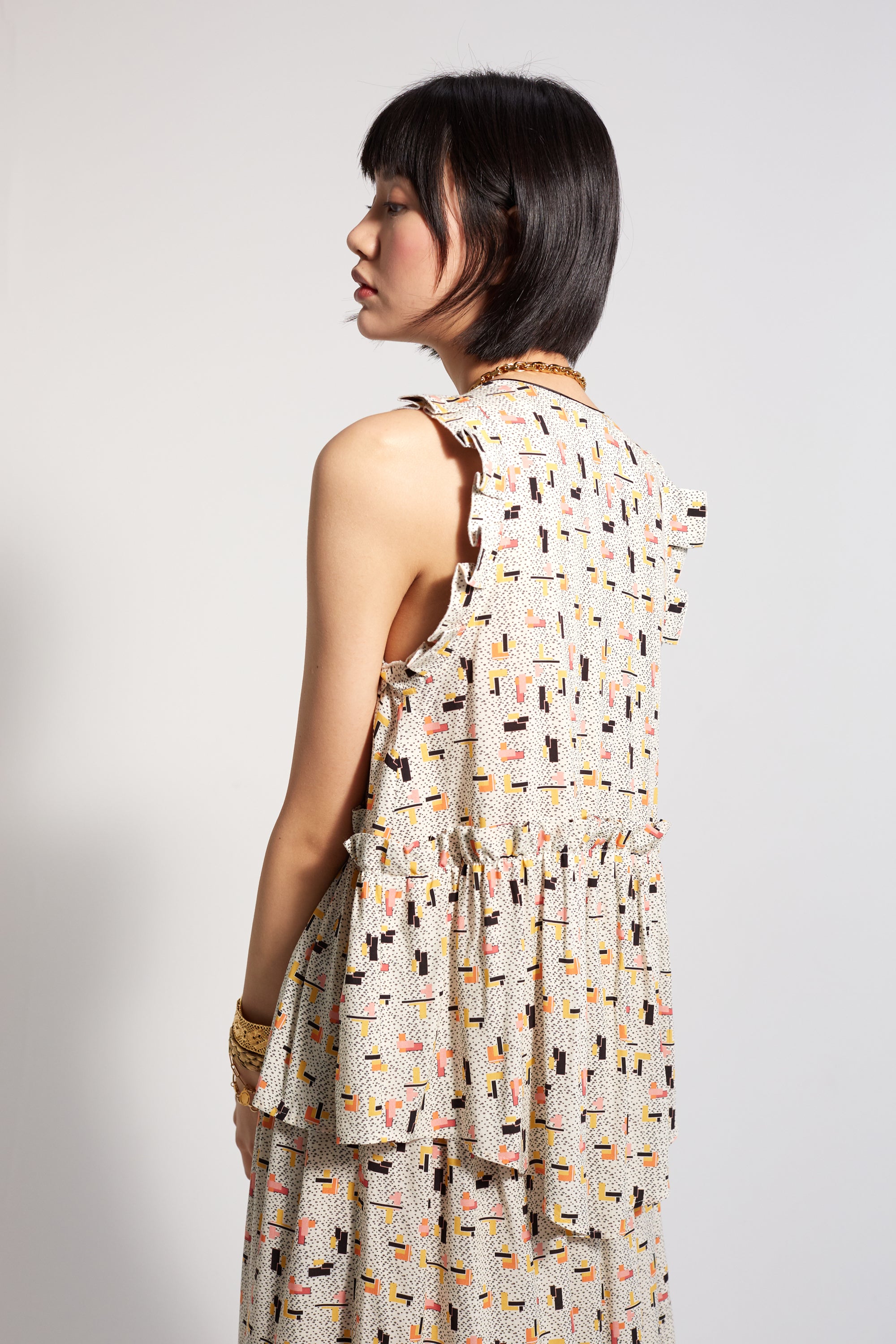 Blouse Kaya en imprimé tetris