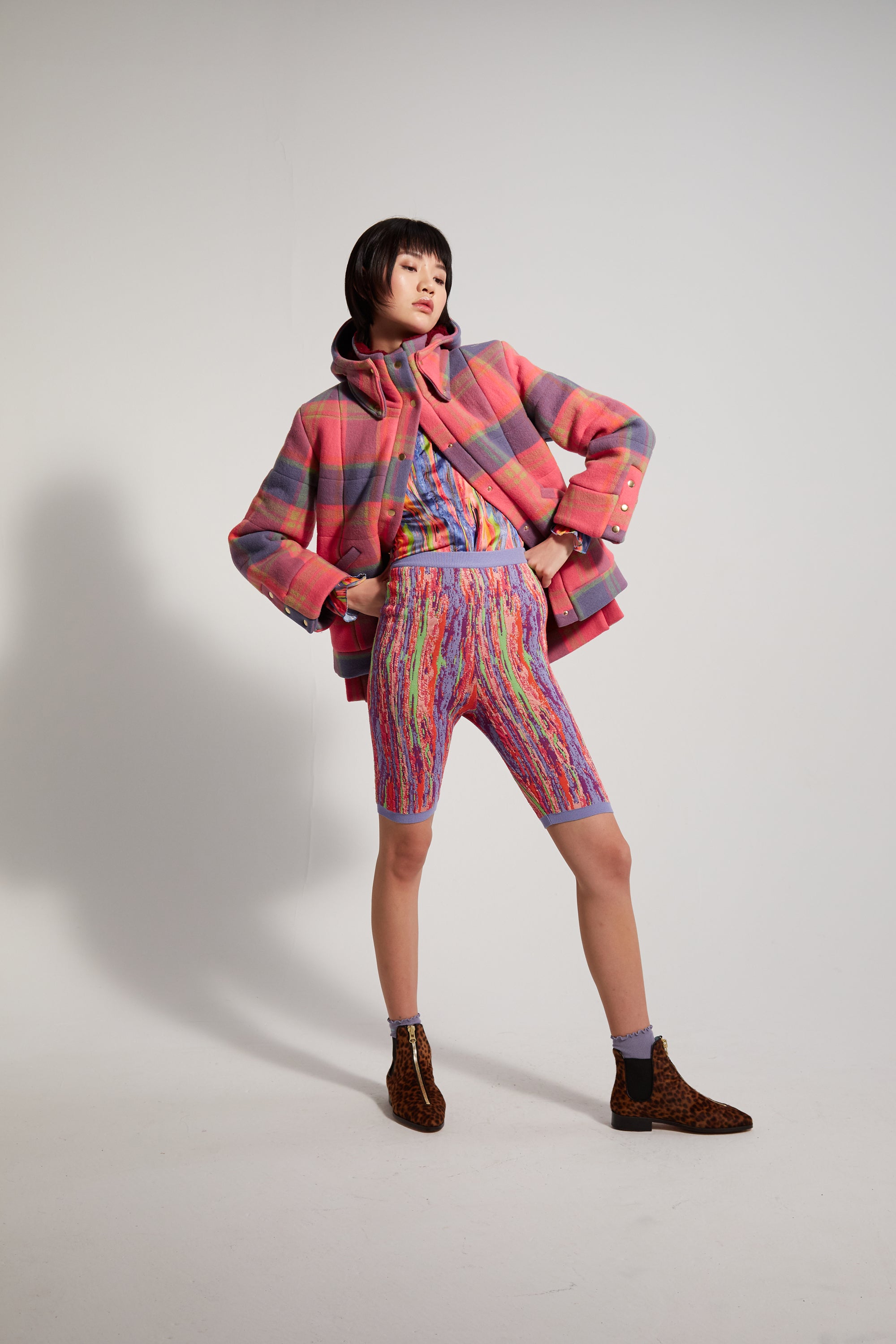 Glue biker shorts in Wynwood Intarsia knit