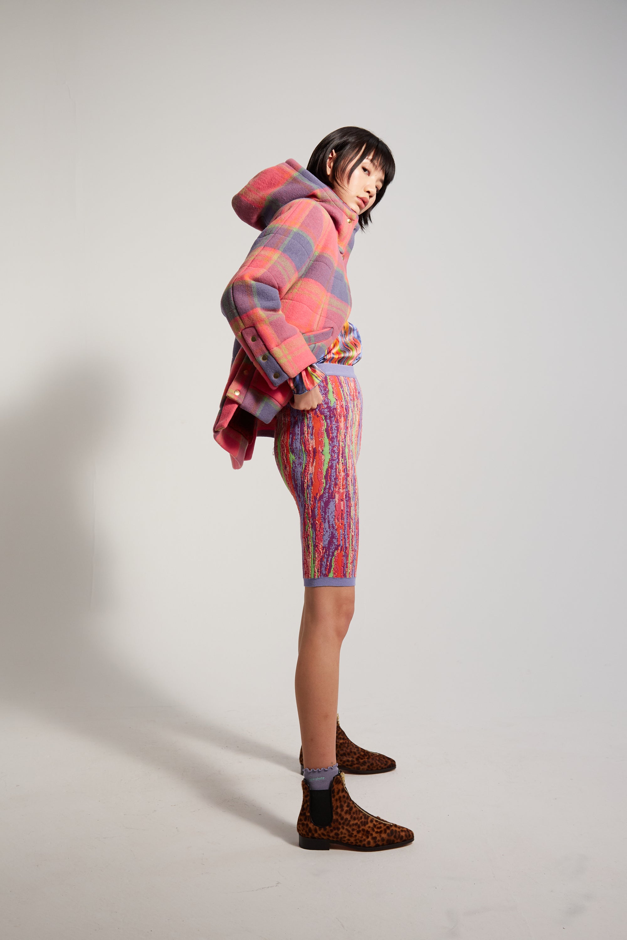 Glue biker shorts in Wynwood Intarsia knit