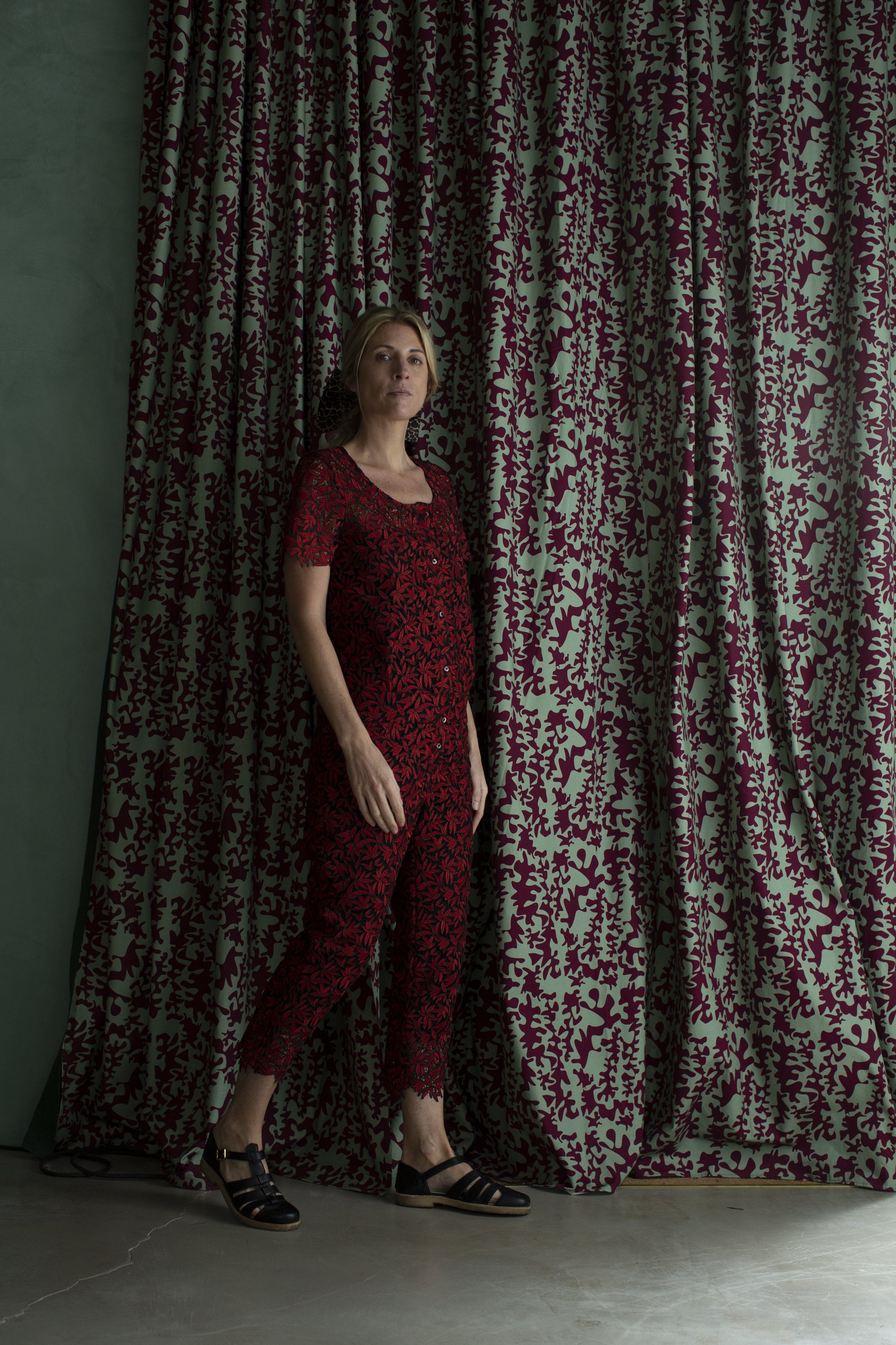 Woods jumpsuit in Chili lace