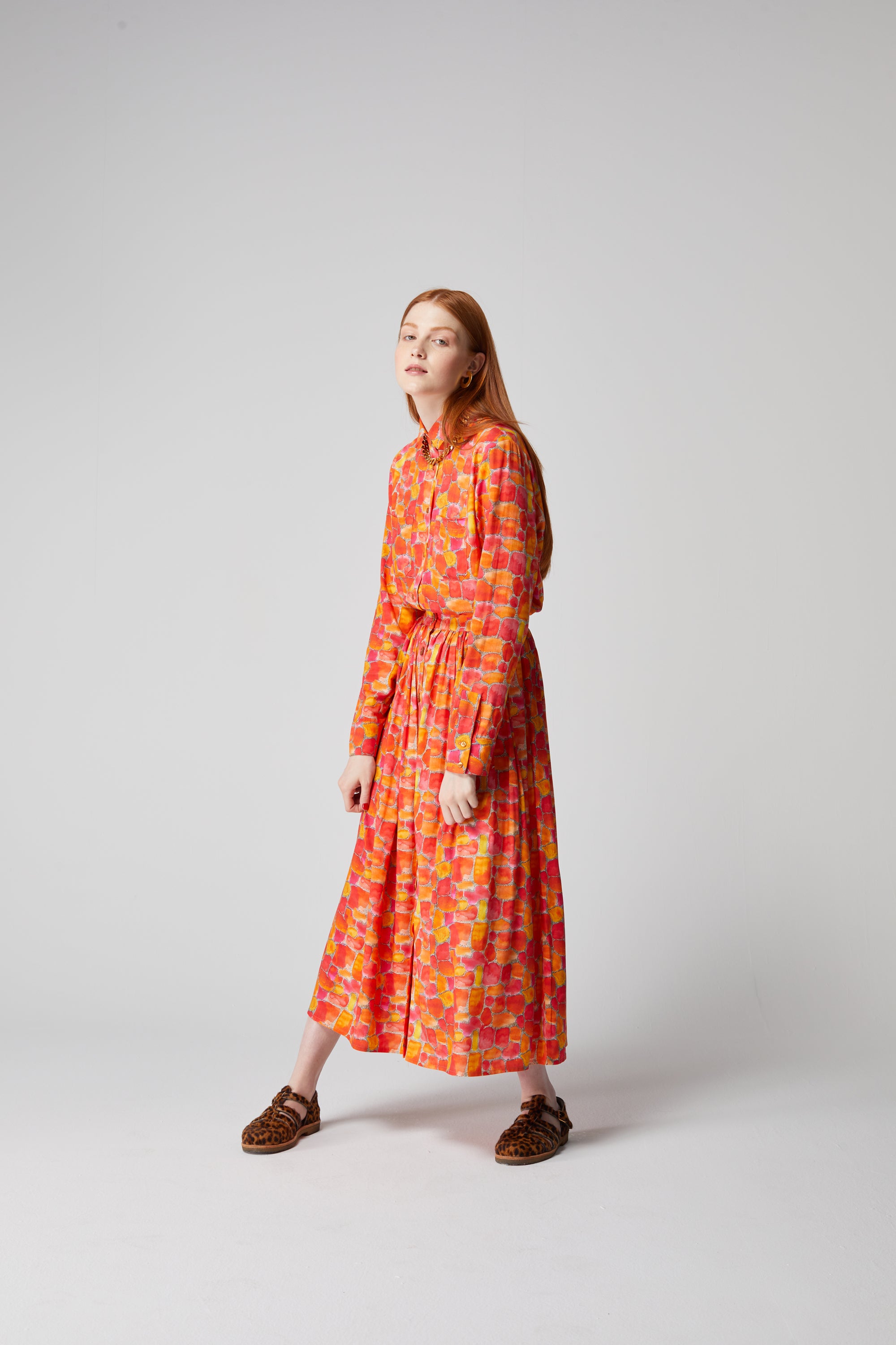 Orso skirt with Buttons in Sun Kiss print