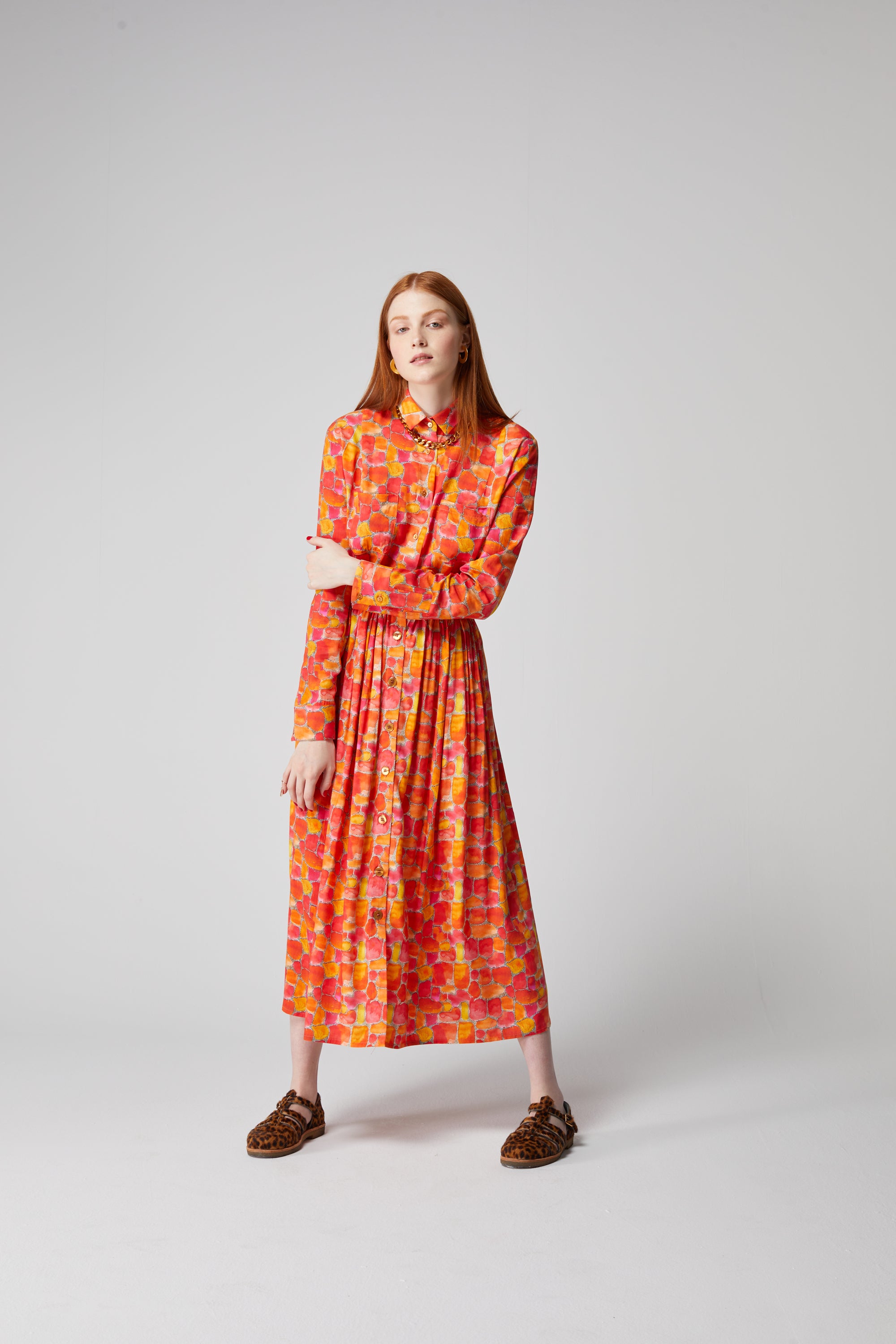 Orso skirt with Buttons in Sun Kiss print