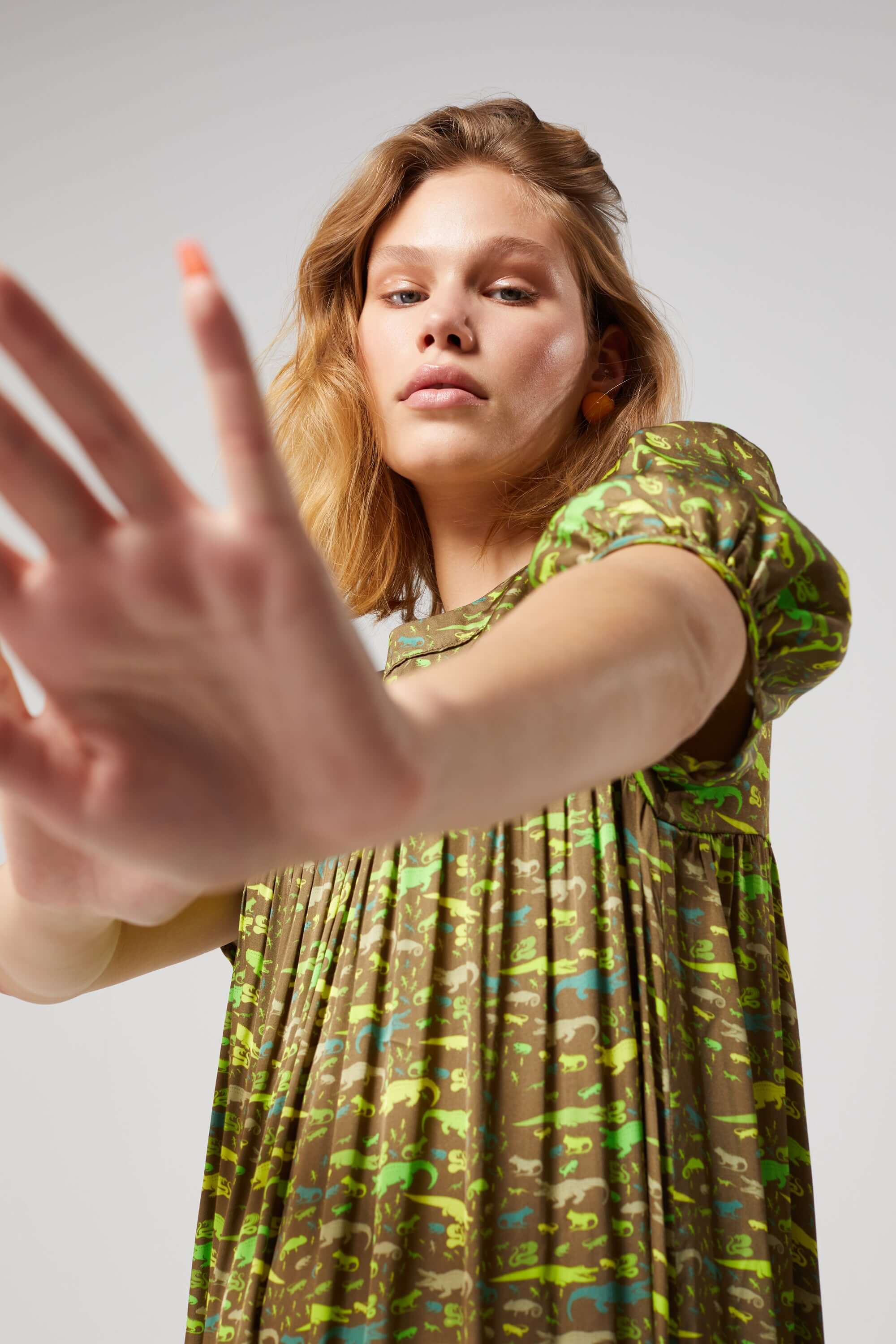 Gaya dress in Eat Your Greens print