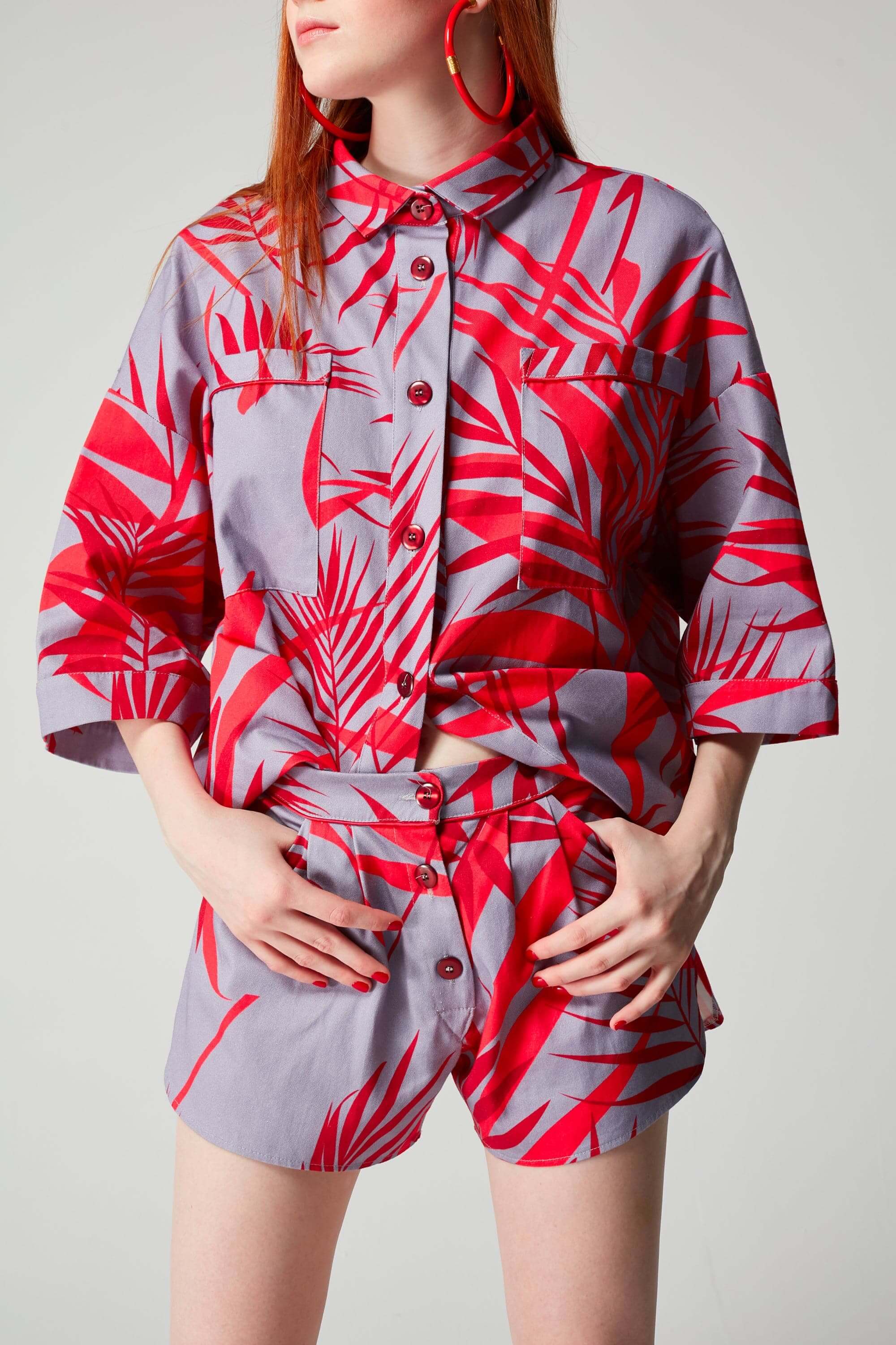 Astrée shirt in Flamingo print | Heimstone