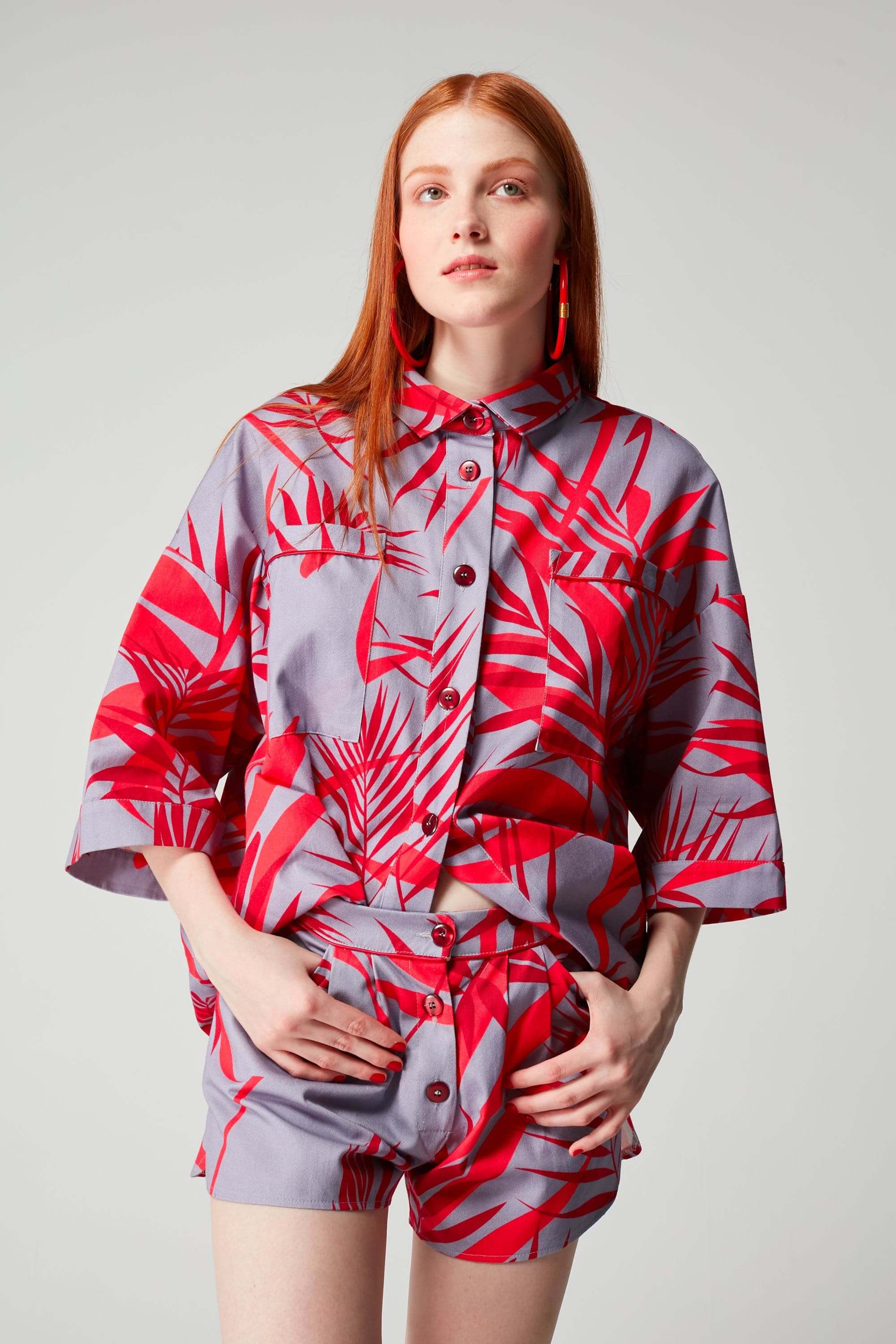 Astrée shirt in Flamingo print | Heimstone