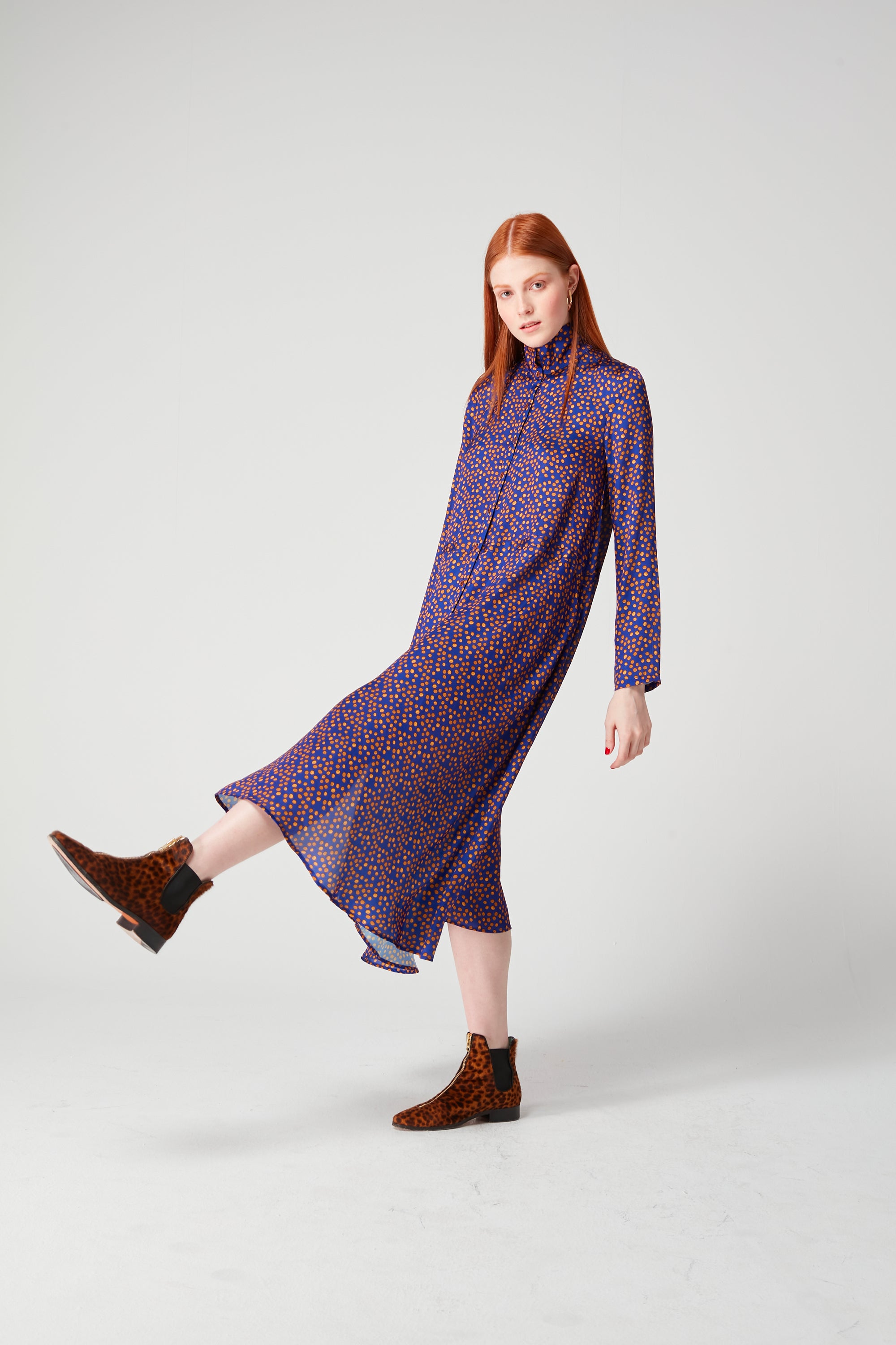 Robe Java en imprimé Messy Dots bleu marine