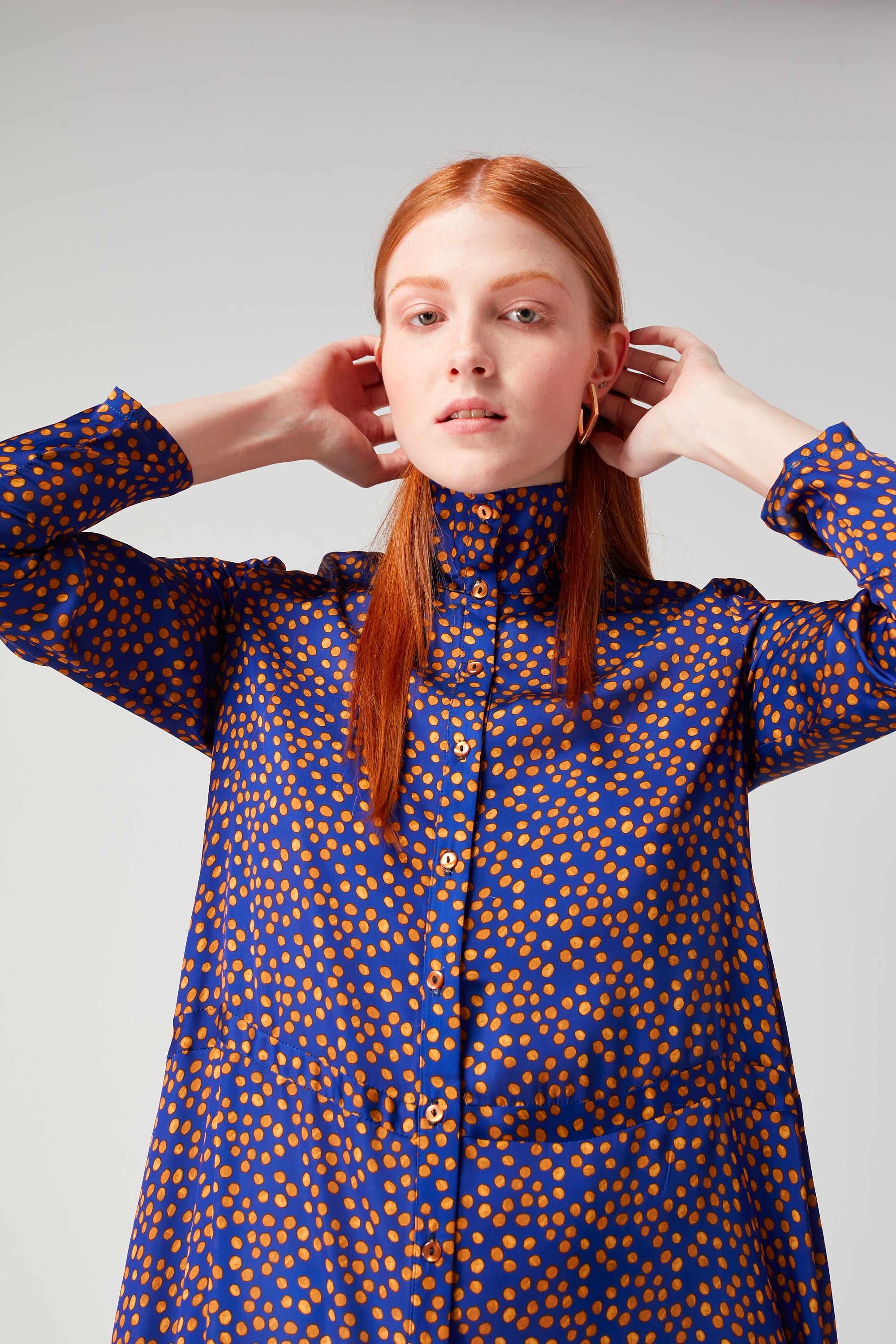 Robe Java en imprimé Messy Dots bleu marine