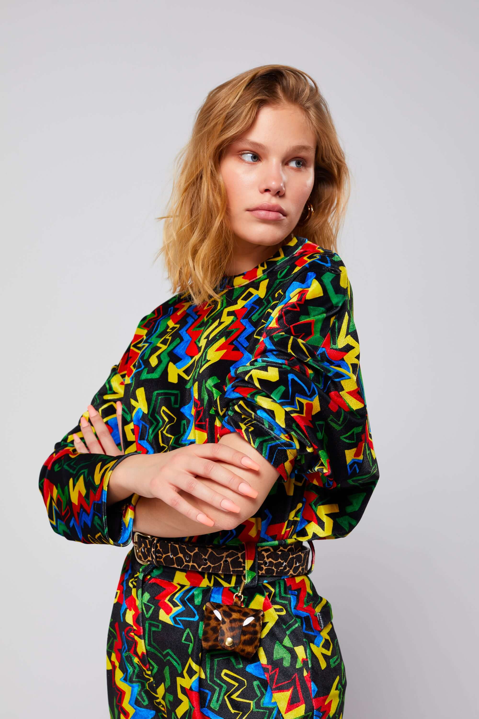 Bobbi sweater in Velvet Electric print | Heimstone