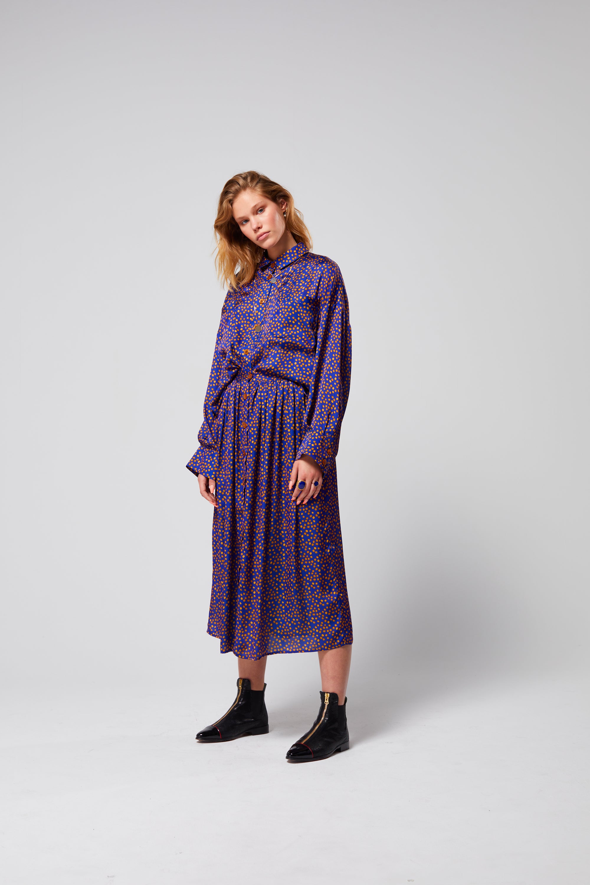 Orso skirt in navy blue Messy Dots