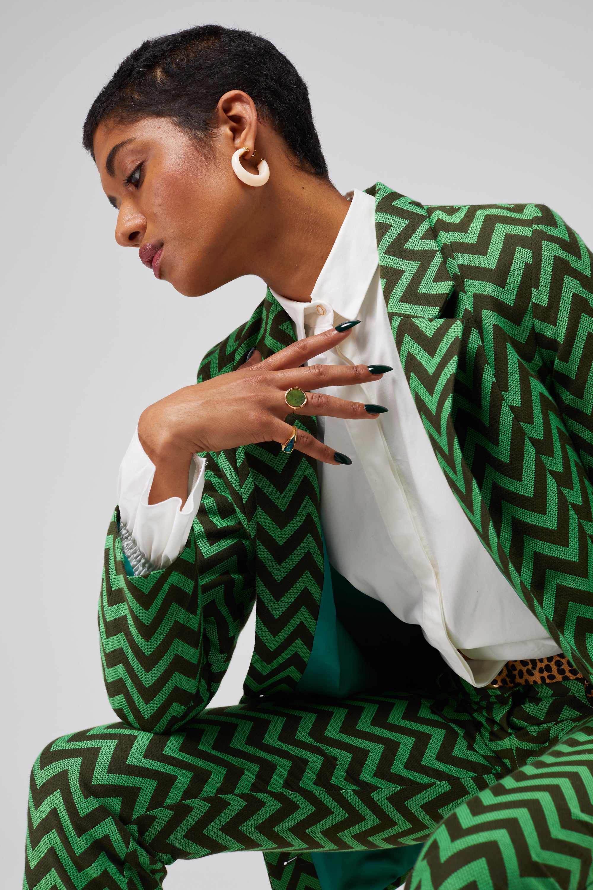 Sonny Crockett blazer in Forest Herringbones