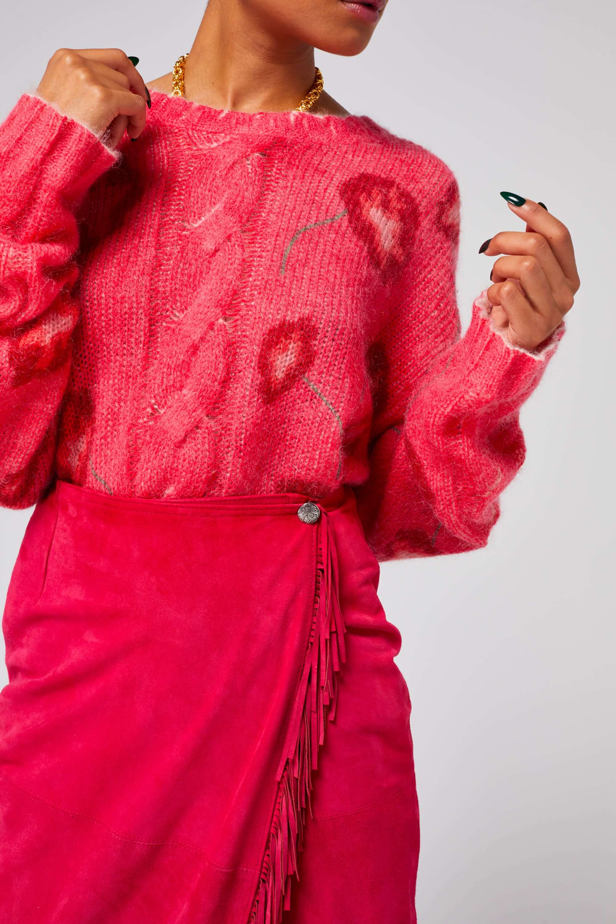 Jupe Calgary en daim fuchsia