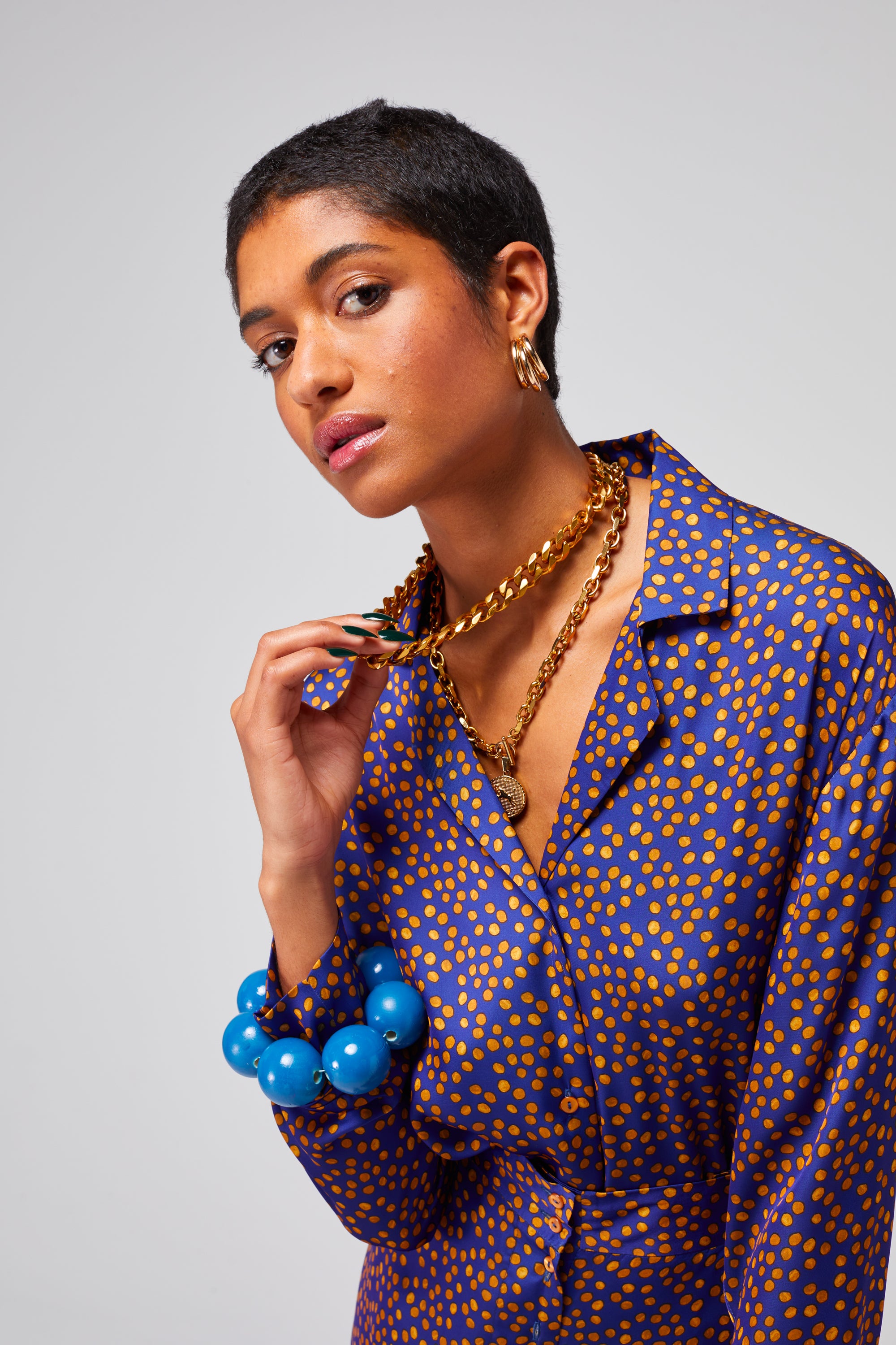 Pyjama Ulysse in navy blue Messy Dots