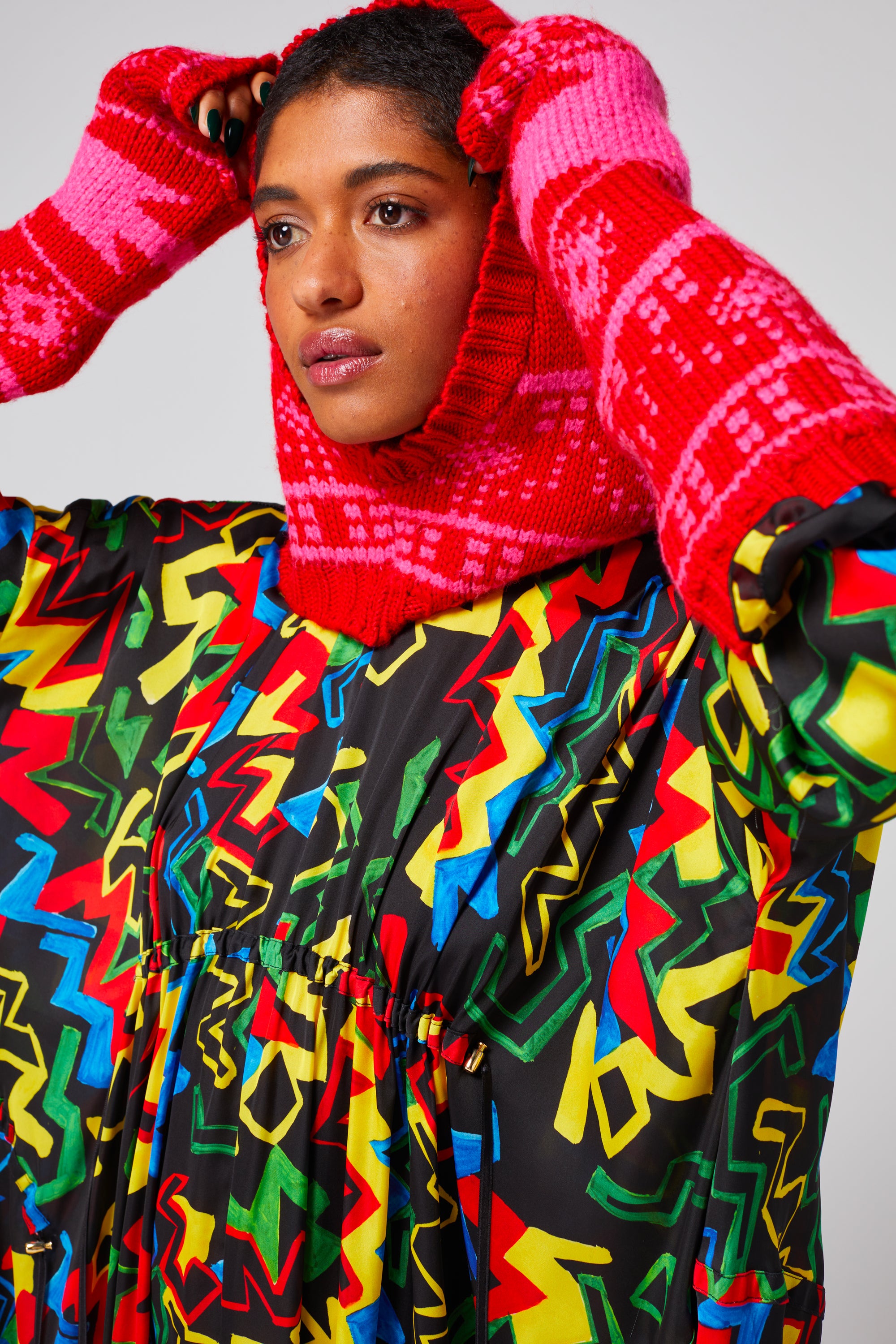 Women's Hood in Raspberry Knit