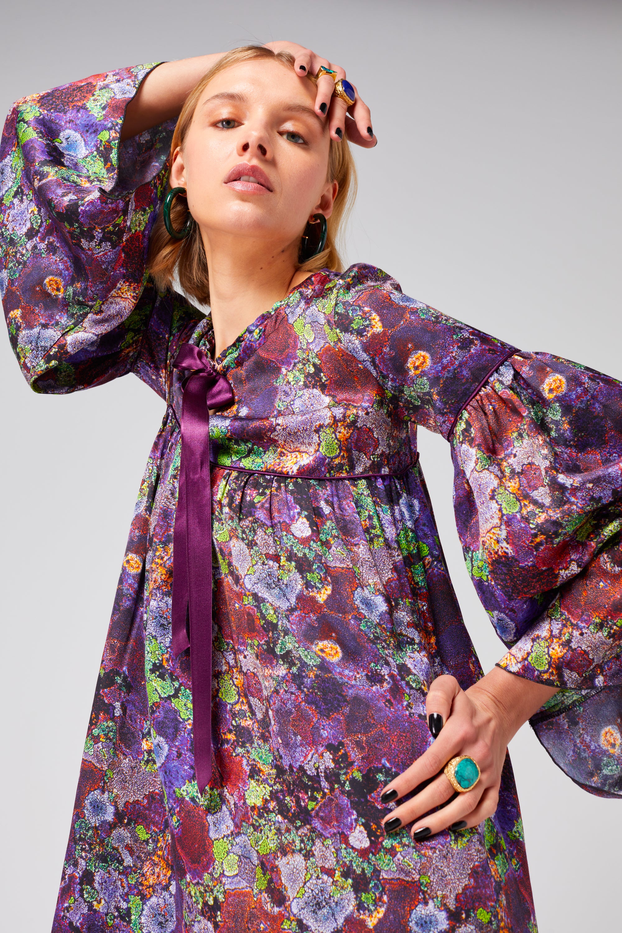 Sperone dress in Purple Lichen print