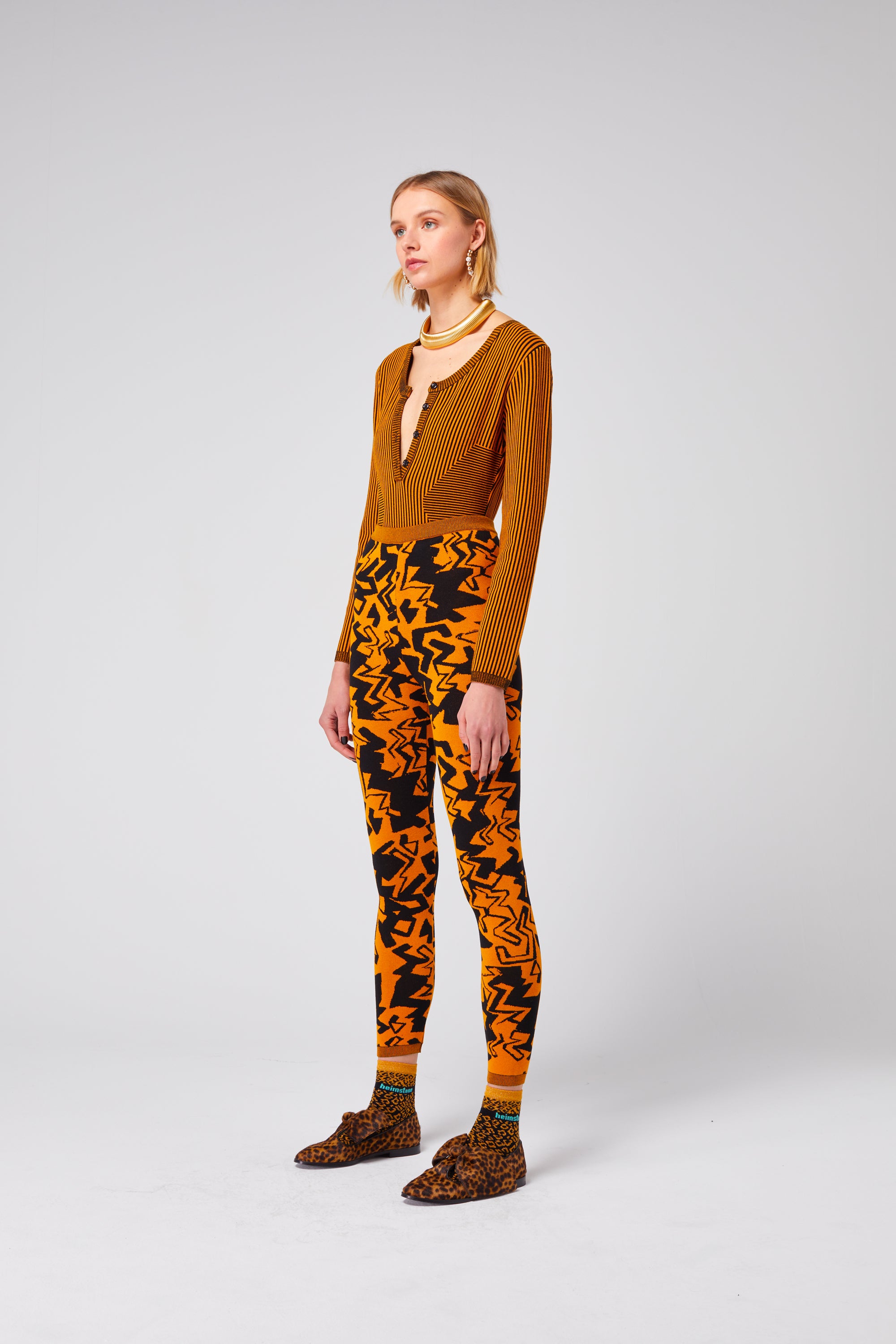Glue Legging in Gold Electric knit