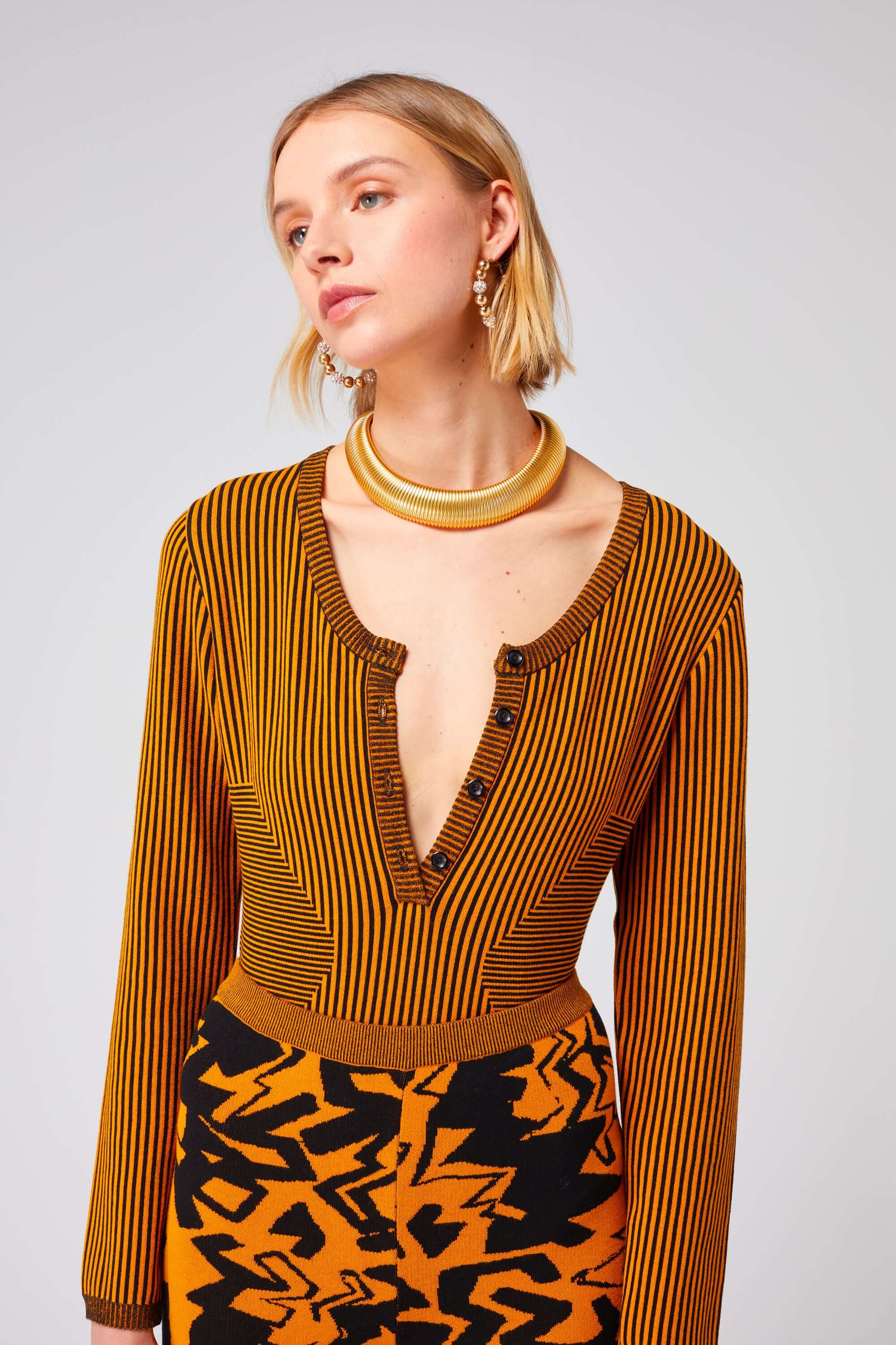 Body Lou in Gold Lines knit | Heimstone