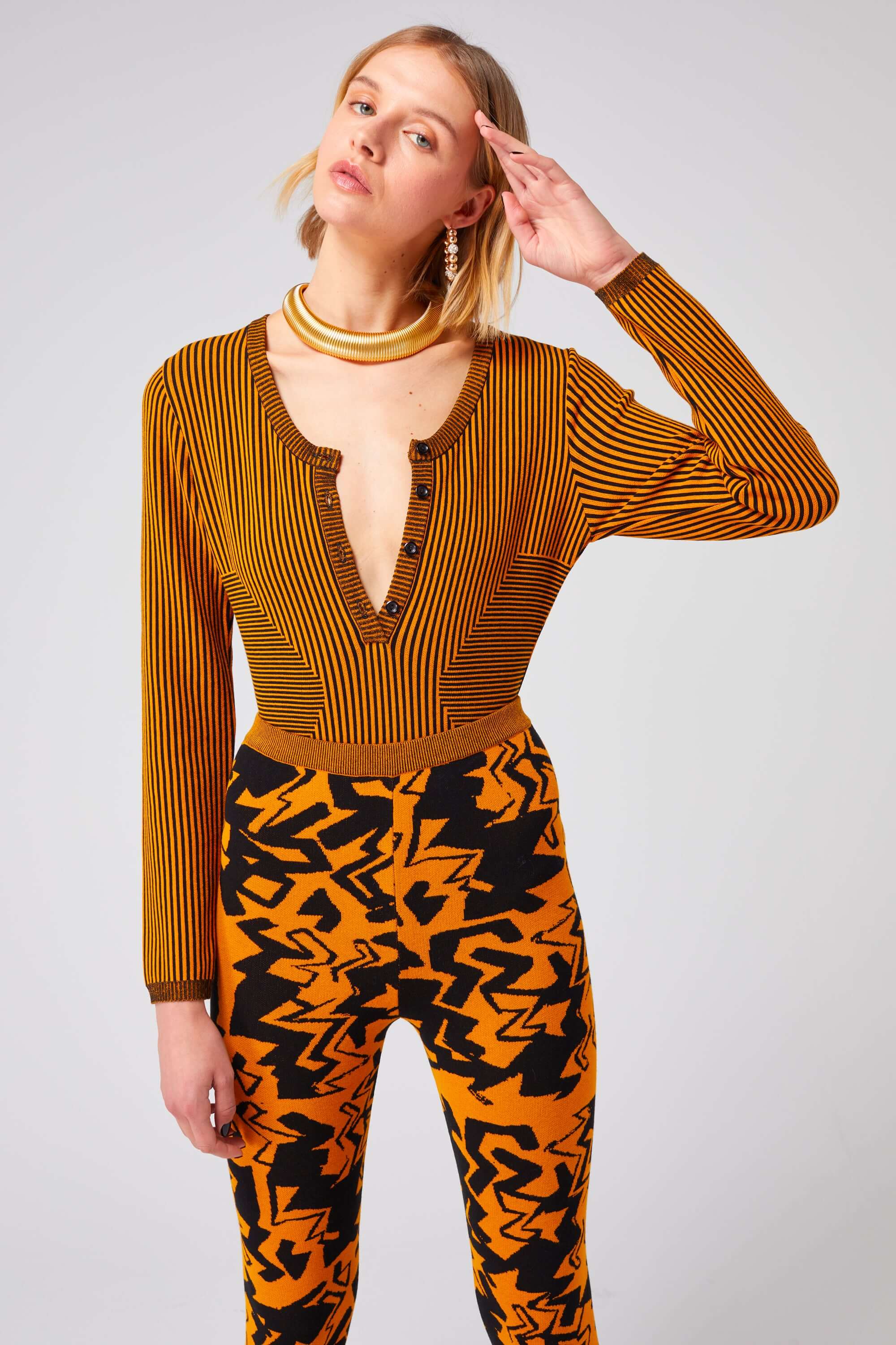 Body Lou in Gold Lines knit | Heimstone