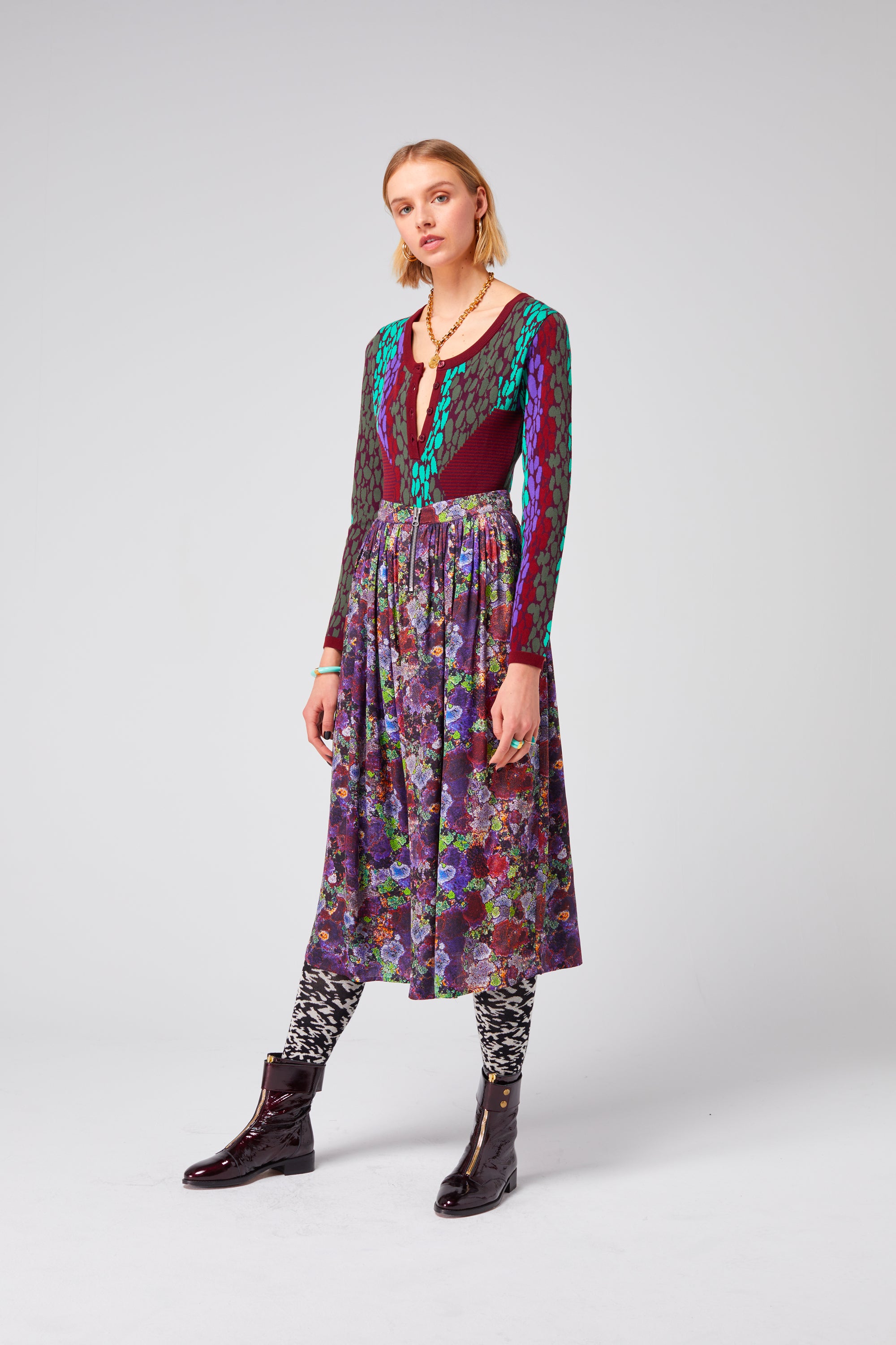 Orso skirt in Purple Lichen print