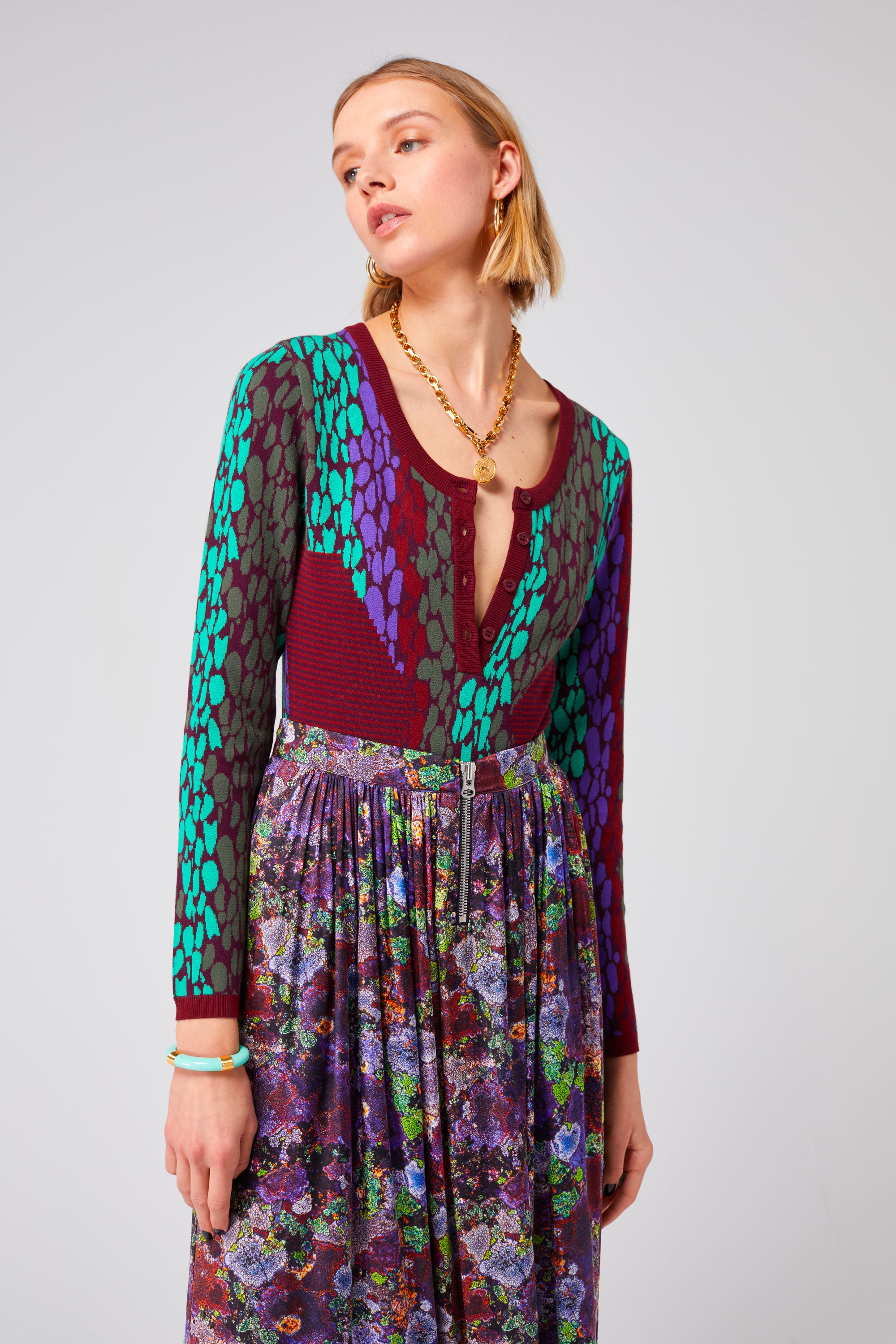 Orso skirt in Purple Lichen print