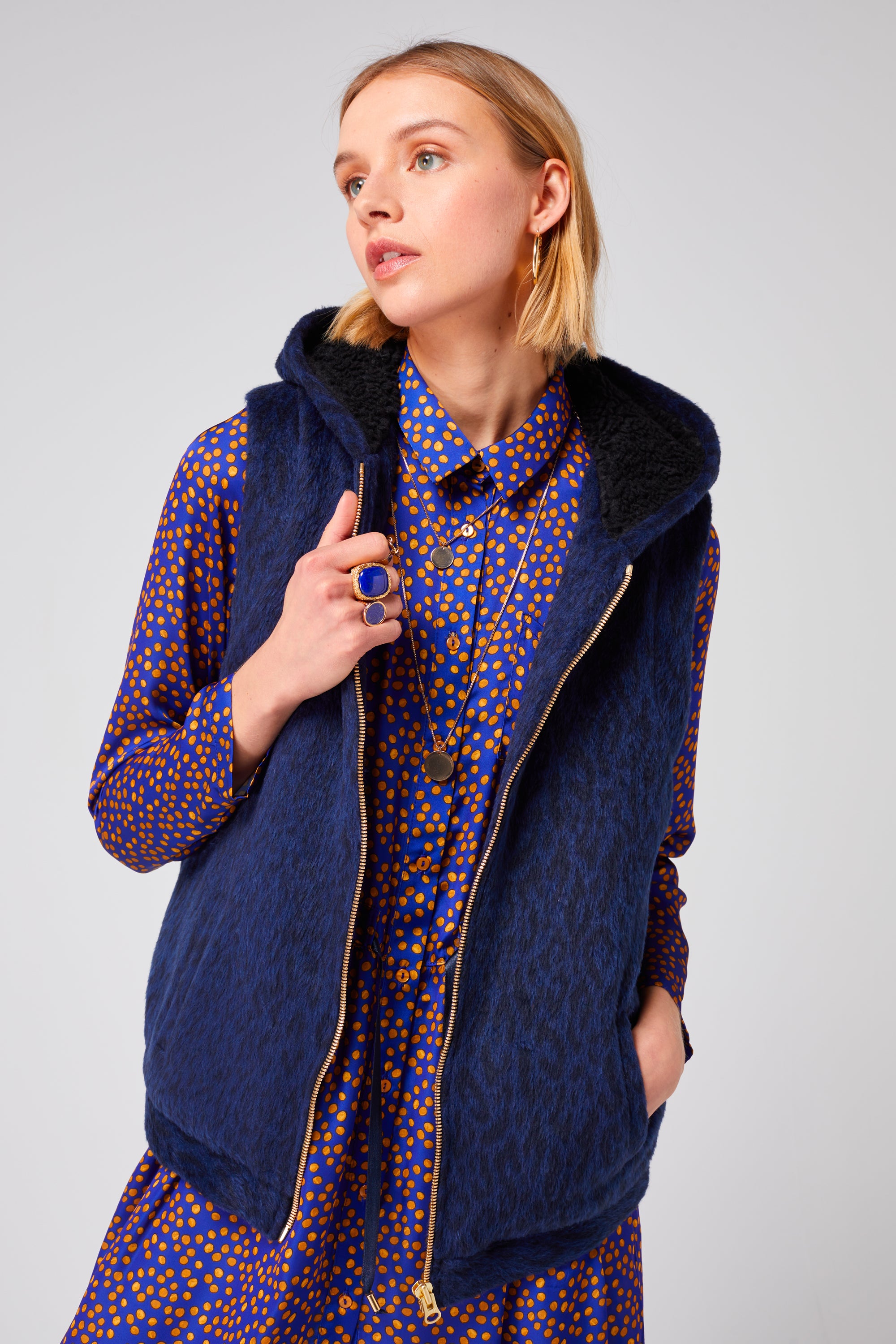 Women's Joseph Sweater in Blue Woolen Leopard Print