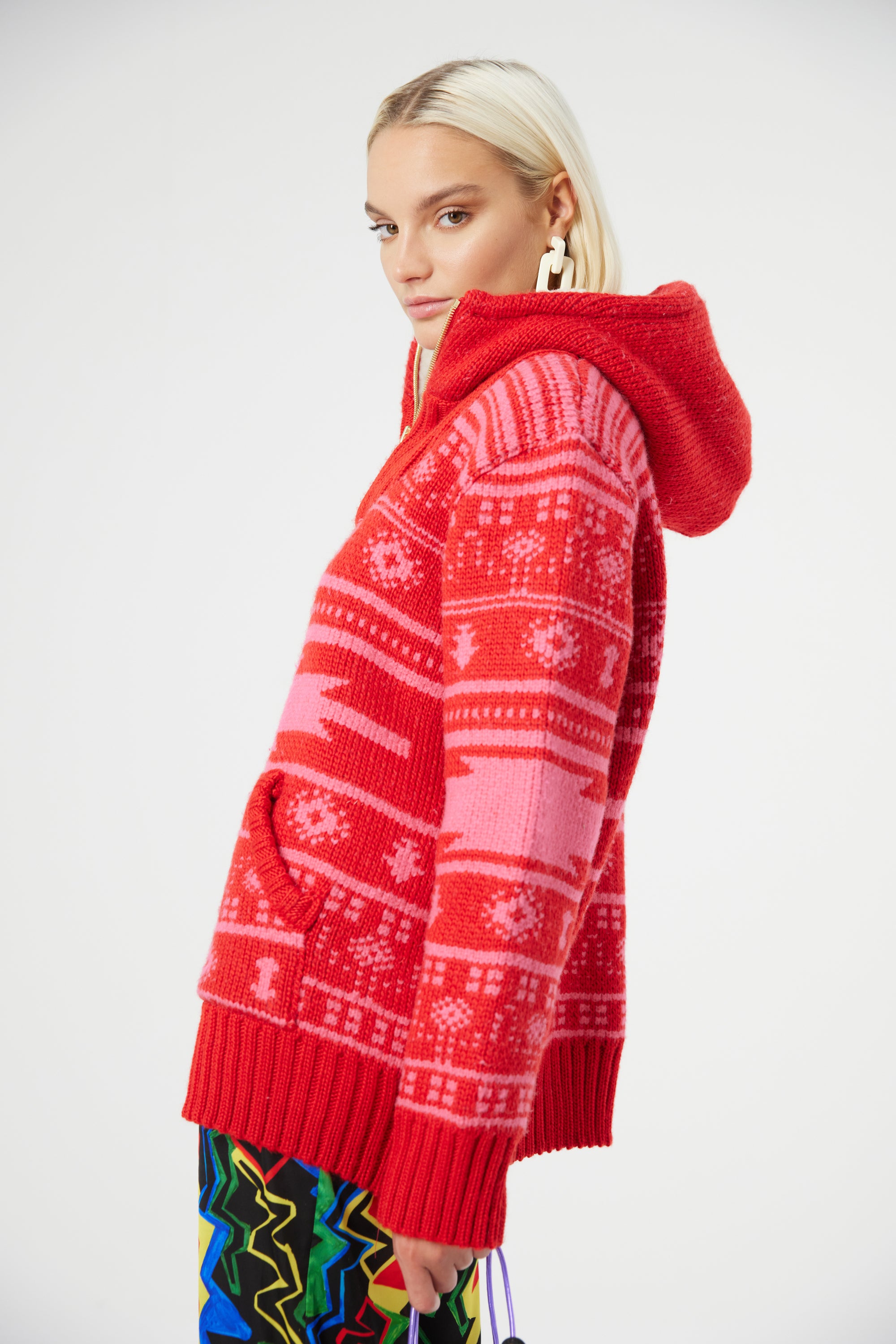 Pull de ski en maille frambroise