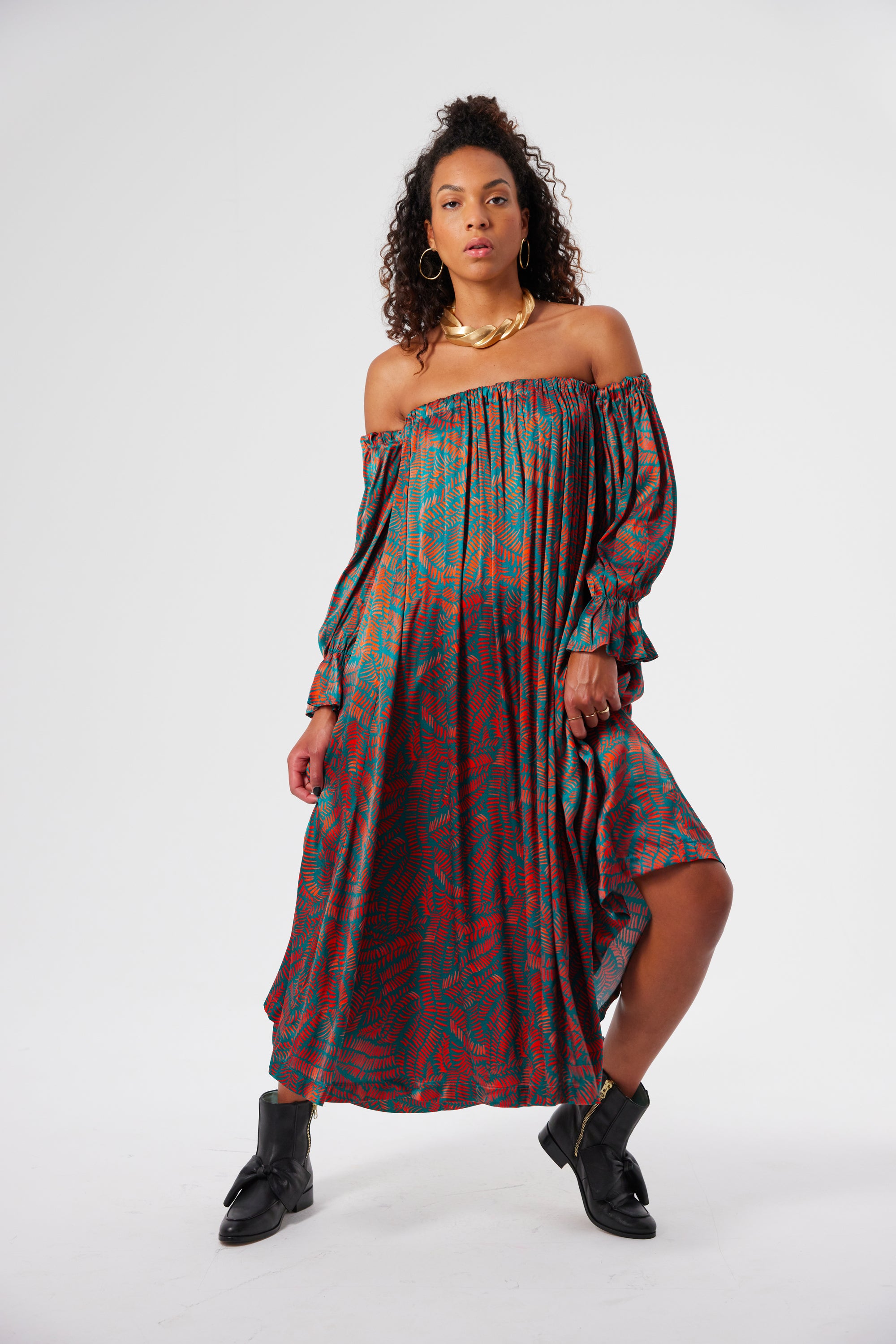 Robe Pénélope en imprimé Palmera