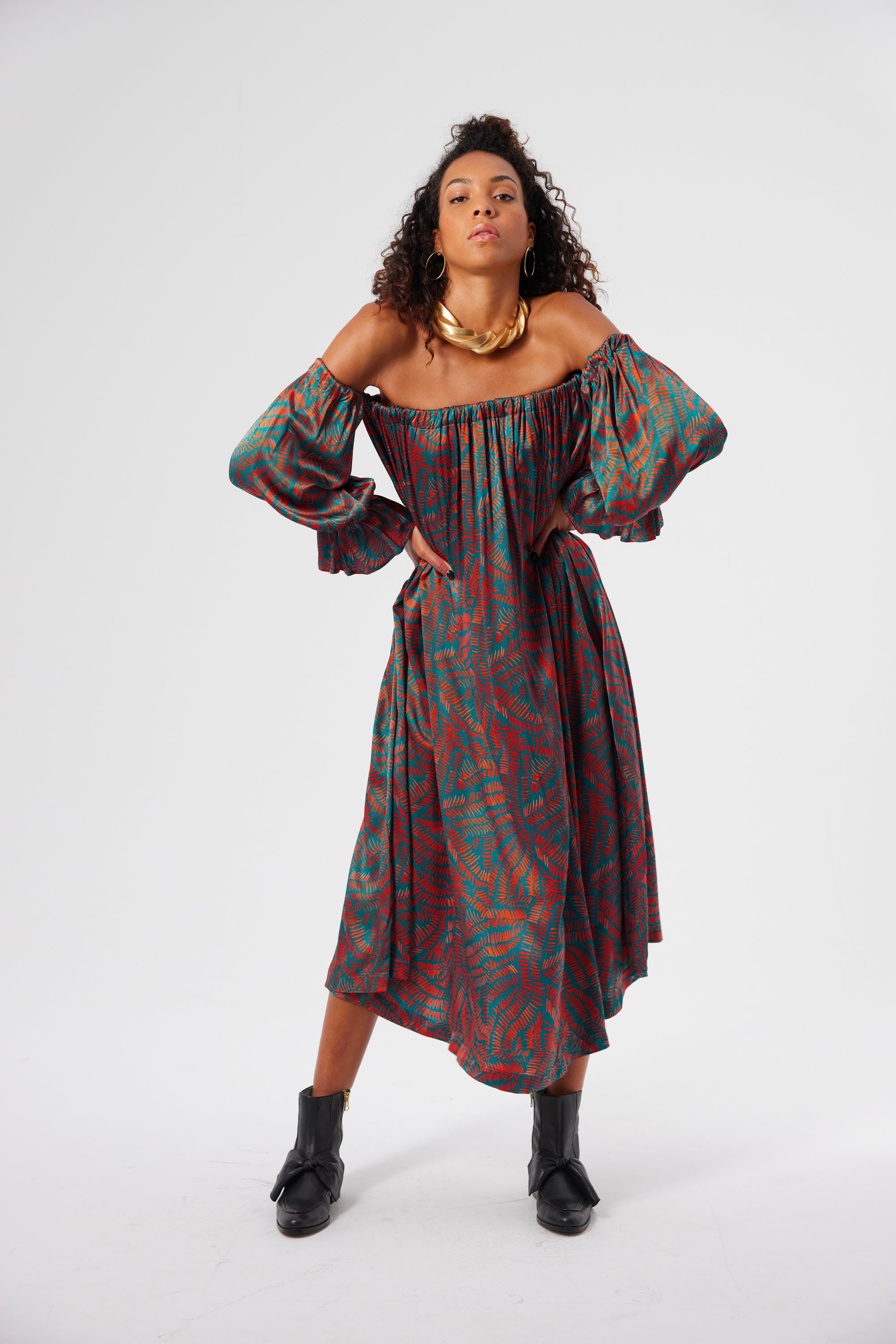 Robe Pénélope en imprimé Palmera