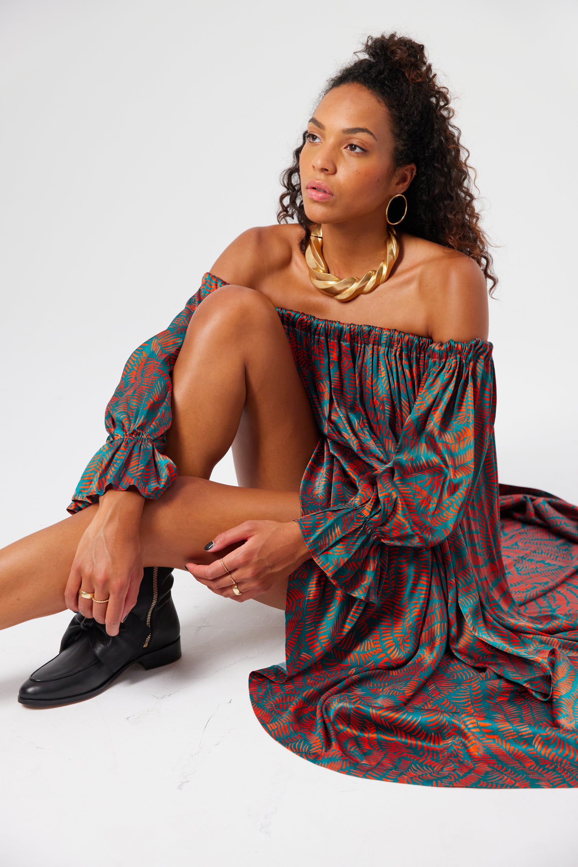 Robe Pénélope en imprimé Palmera