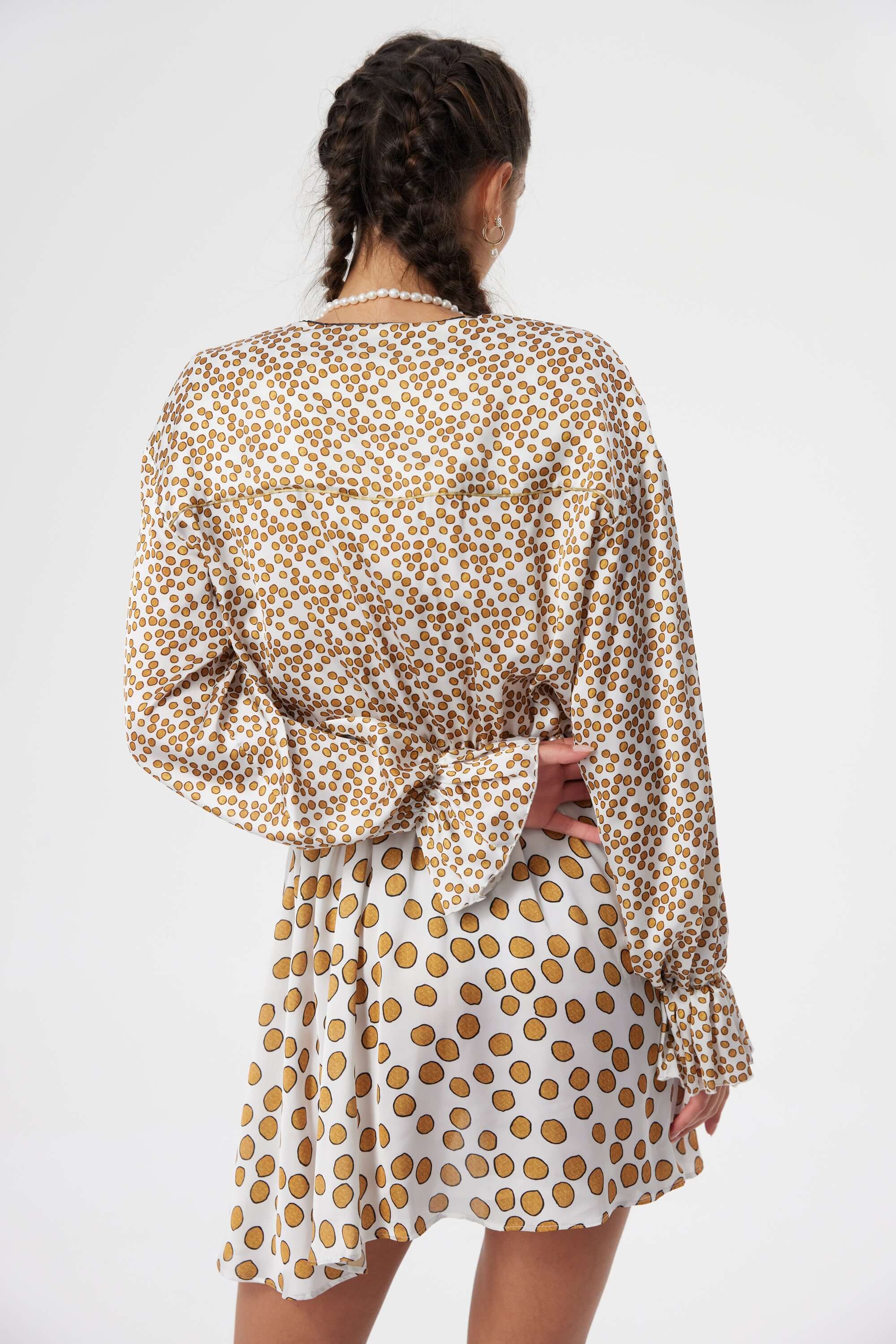 Trigalière dress in white Messy Dots | Heimstone