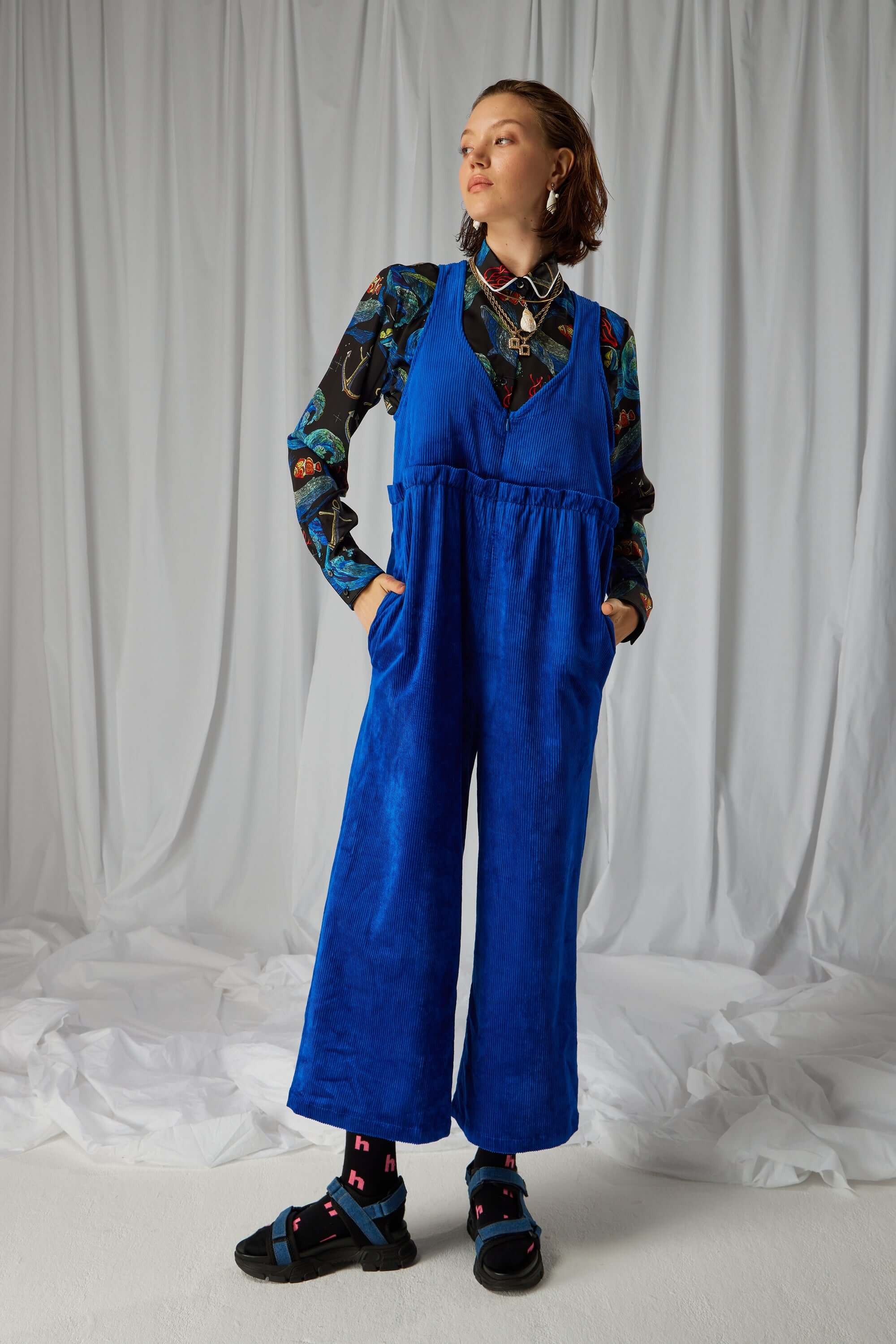 Lottie jumpsuit in Abysse corduroy