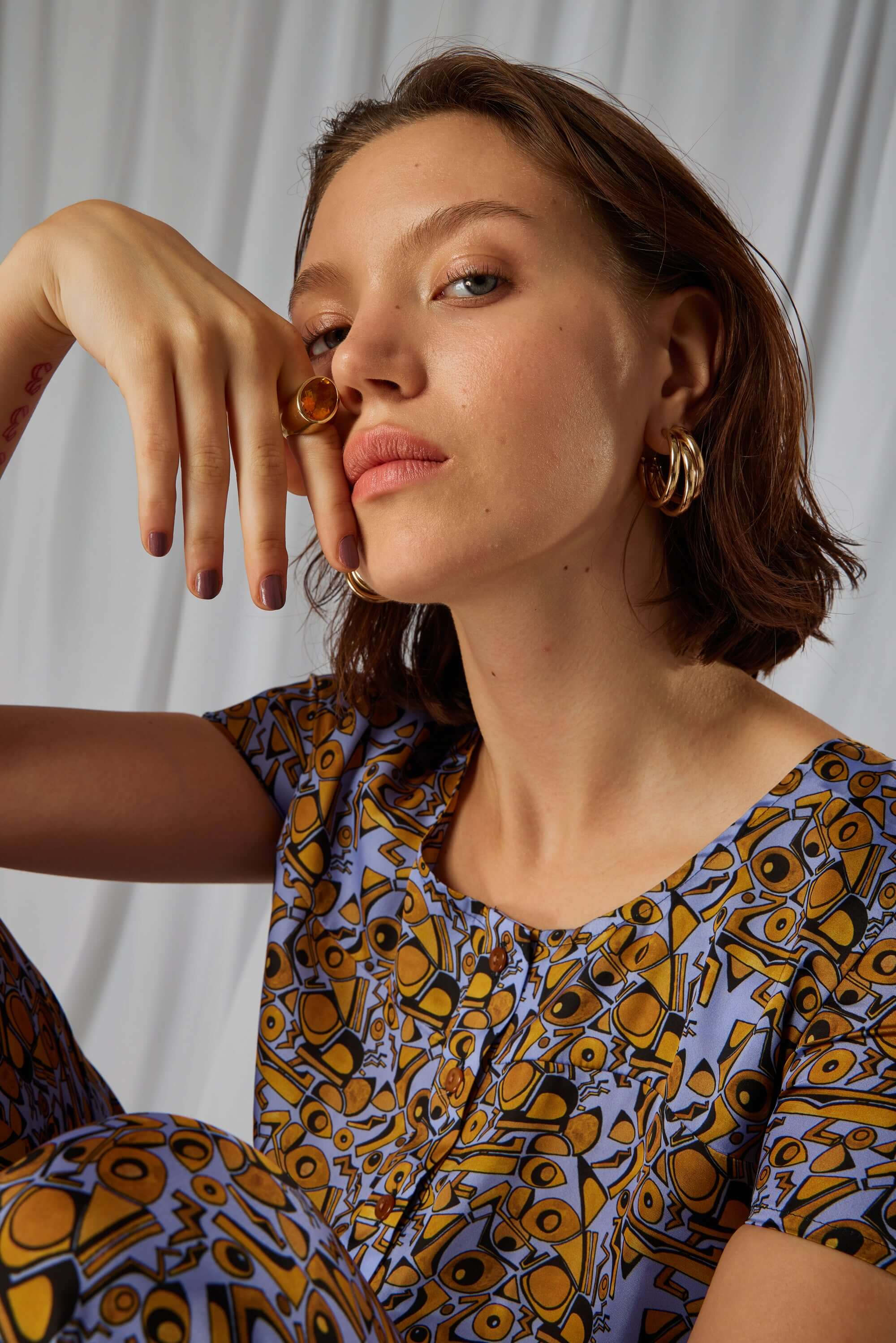 Woods jumpsuit in Art Deco Factory print