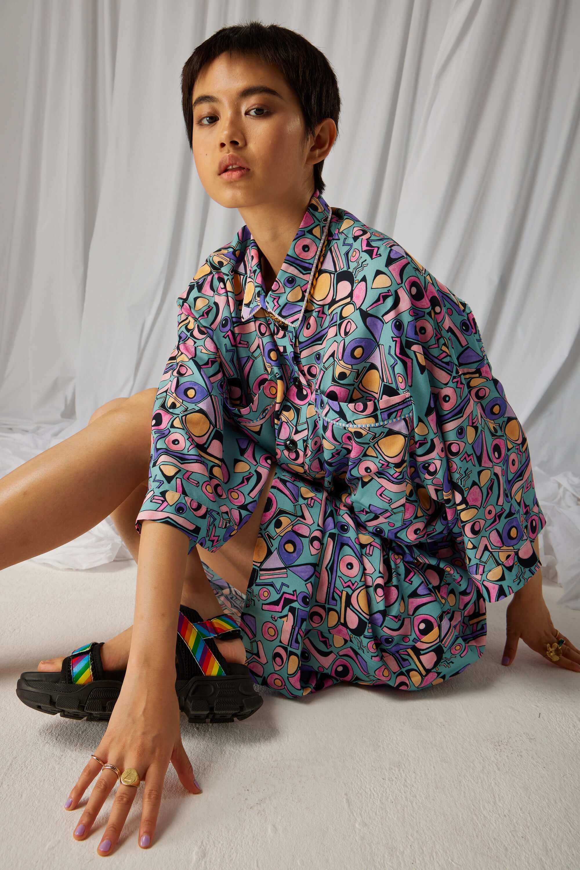 Astrée shirt in Miami Factory print