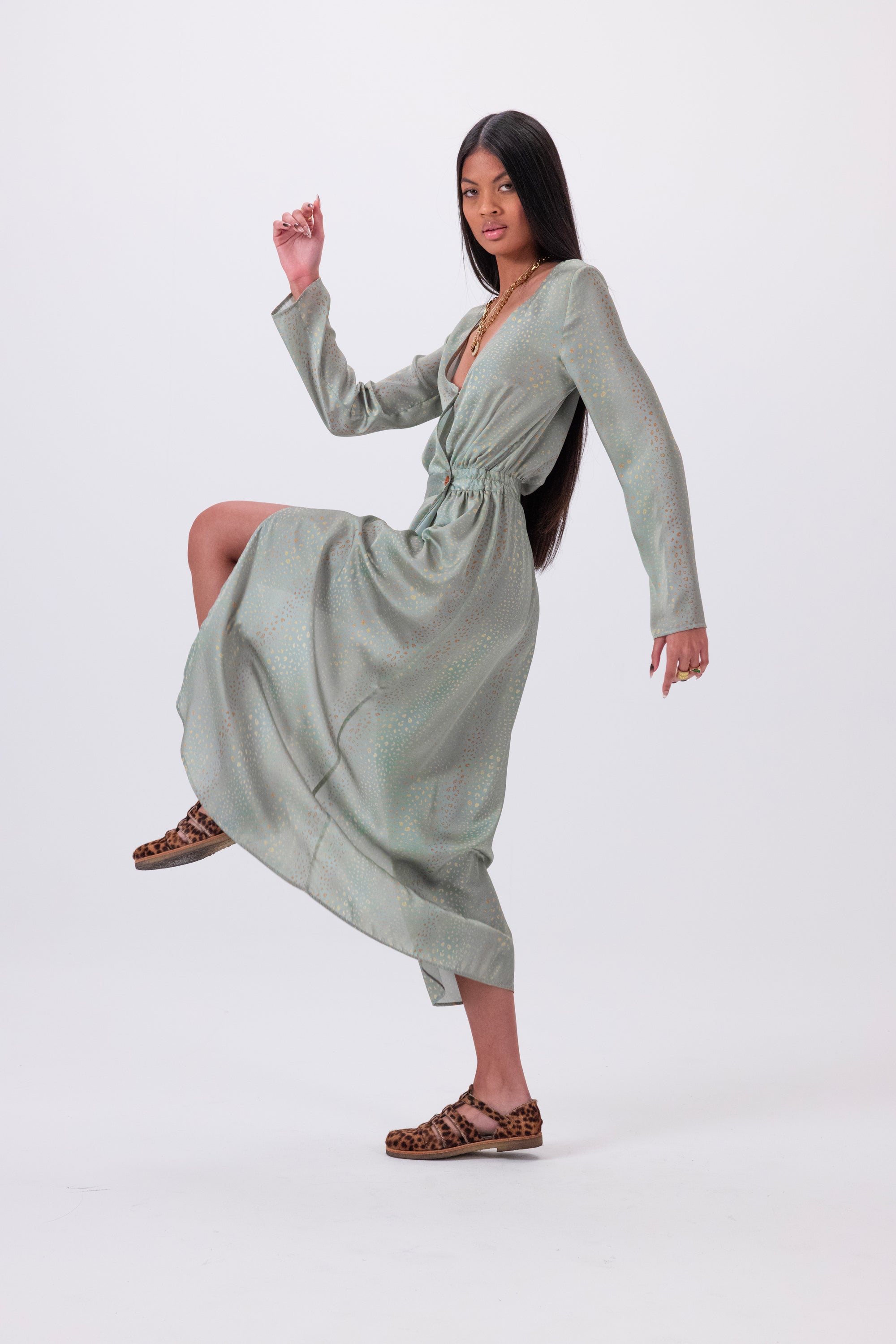 Robe Austria en imprimé Léopard agave