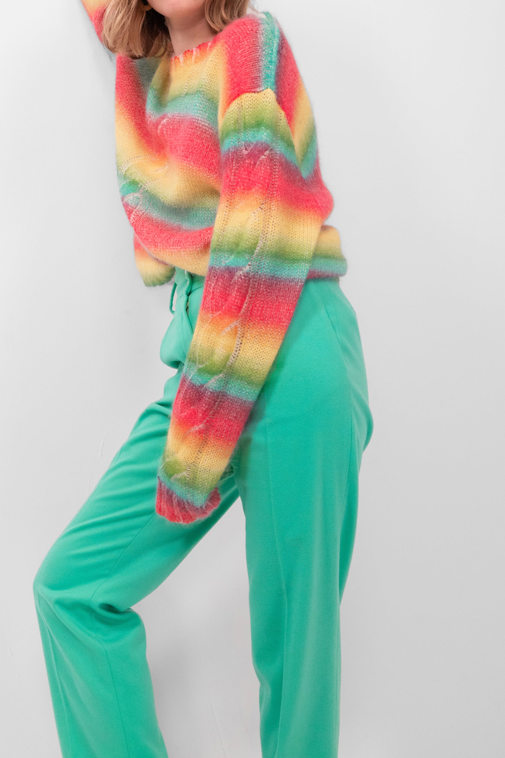 Pantalon Jojo en flanelle verte minérale