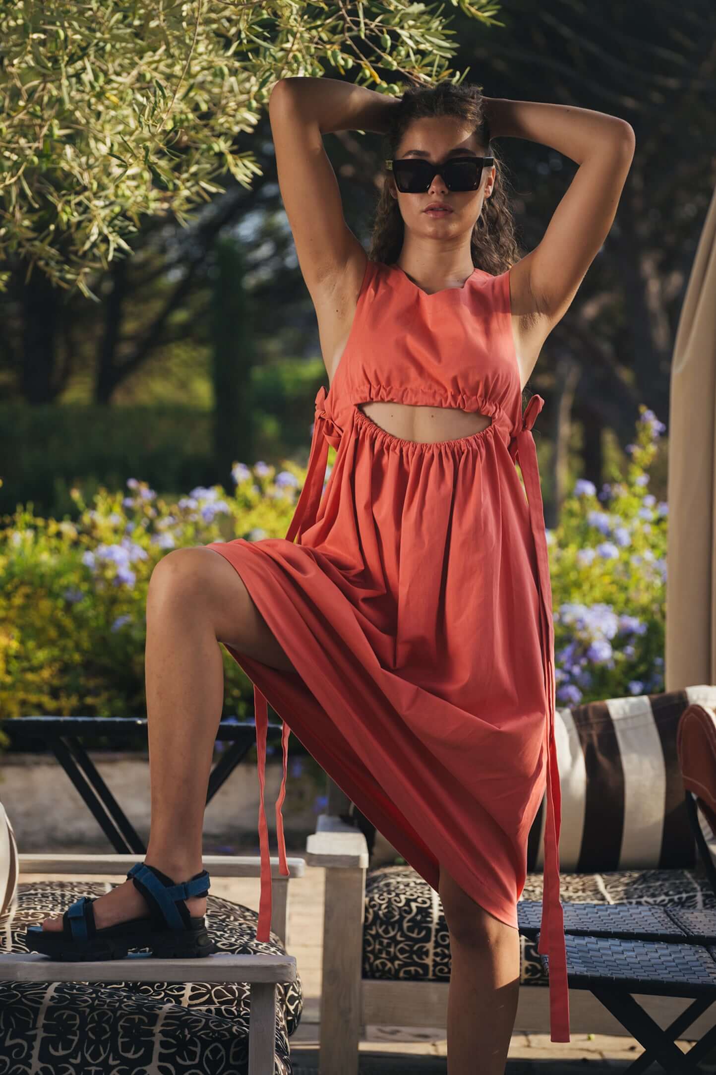 Robe Tatiana en coton Bleu de Travail