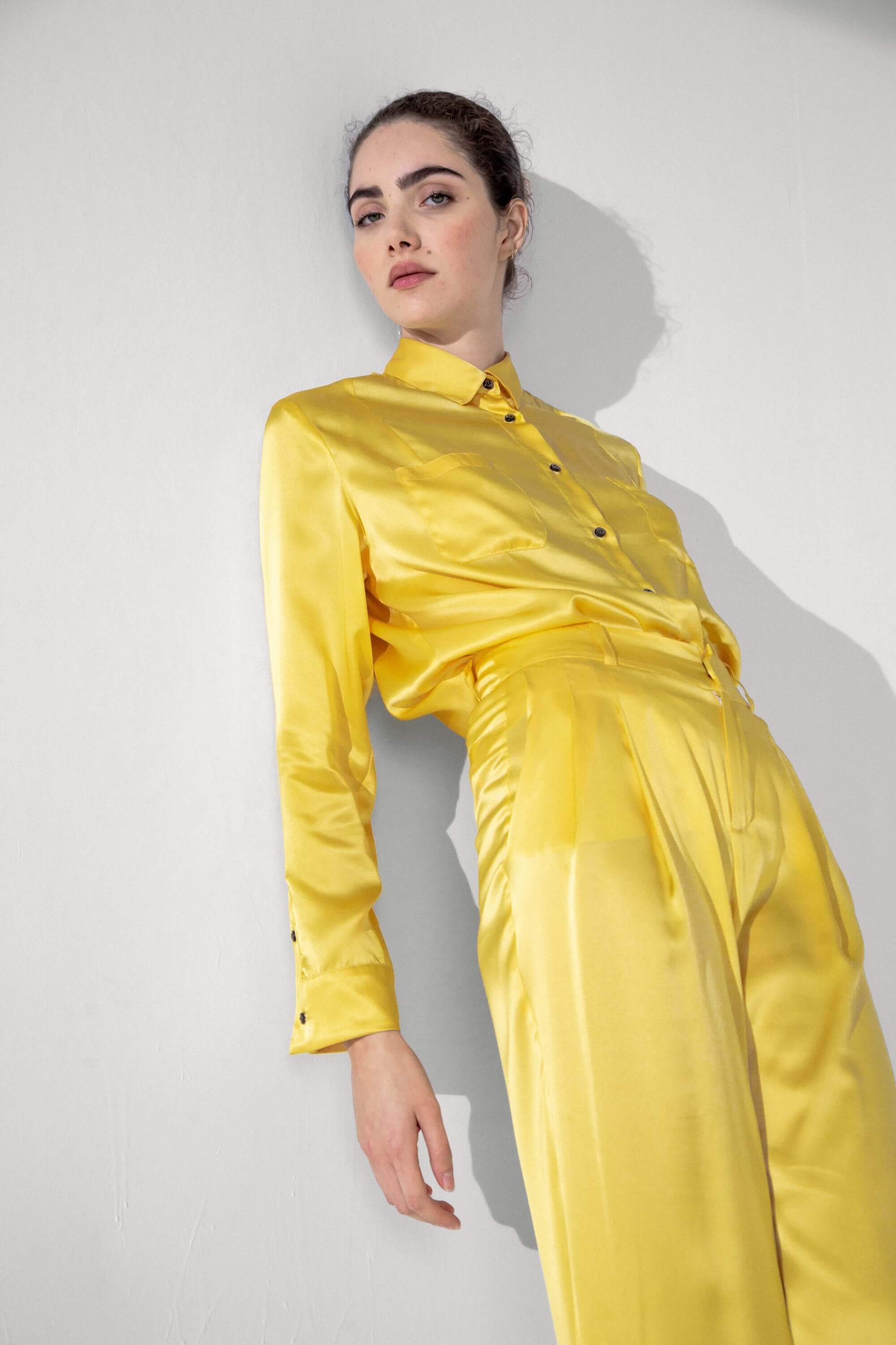 Chemise Dori en soie jaune